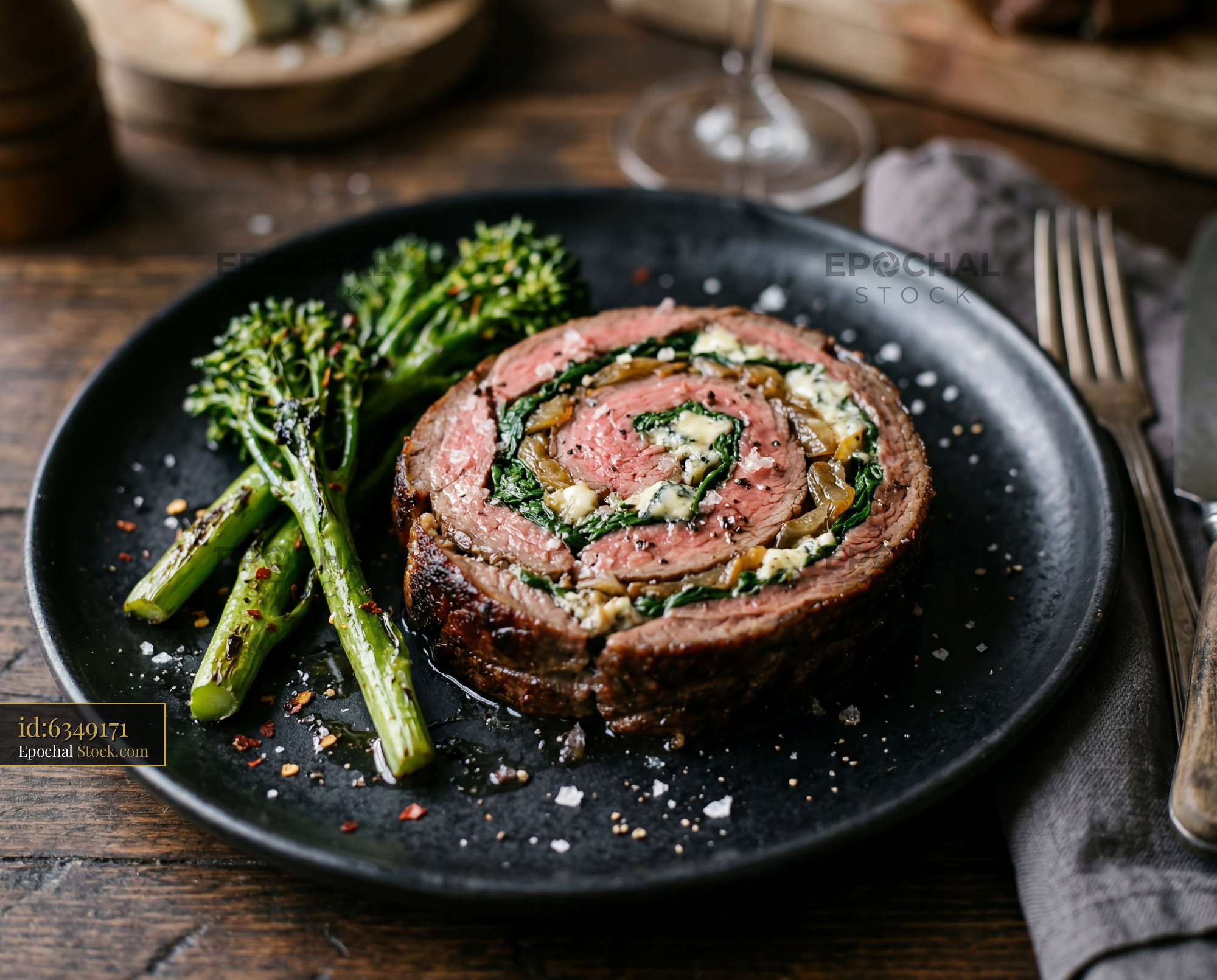 Beef Roulade with Spinach Cheese Fine Dining - stock photo