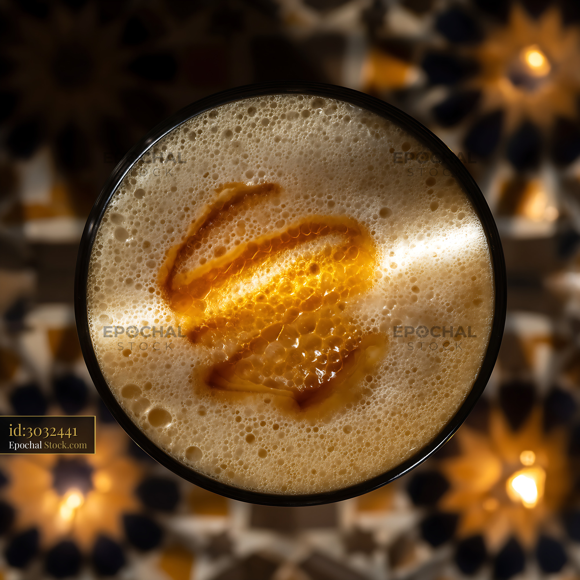 Nitro Caramel Coffee with Cascading Foam - stock photo