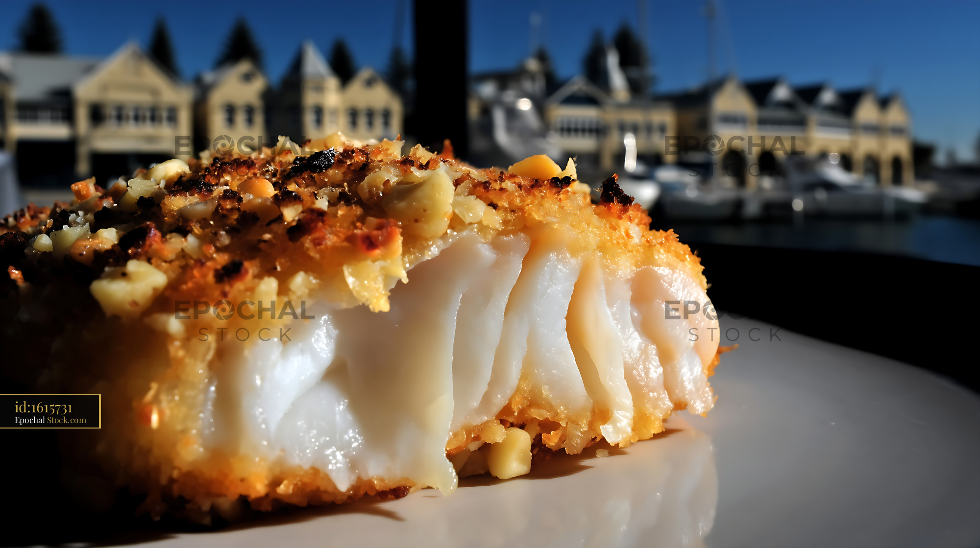 Macadamia Crusted Fish Fillet Fine Dining - stock photo