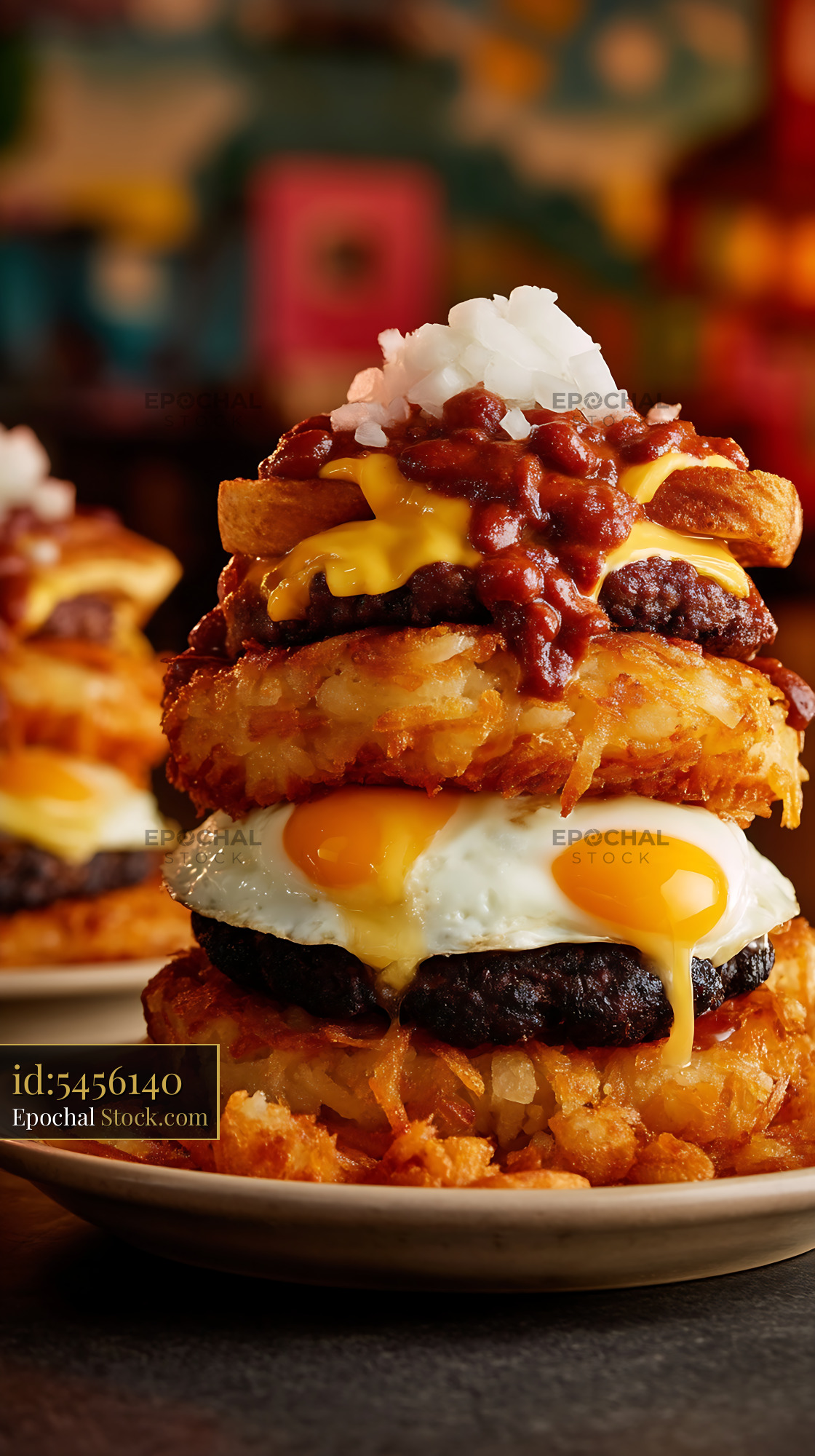 Authentic St. Louis Slinger Chili Burger - stock photo