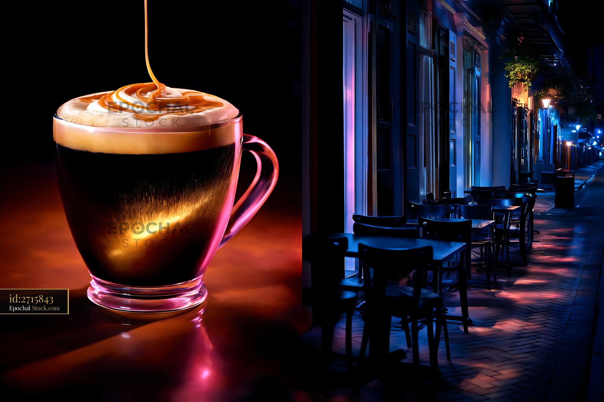 Nitro Caramel Coffee Latte Art Poured - stock photo