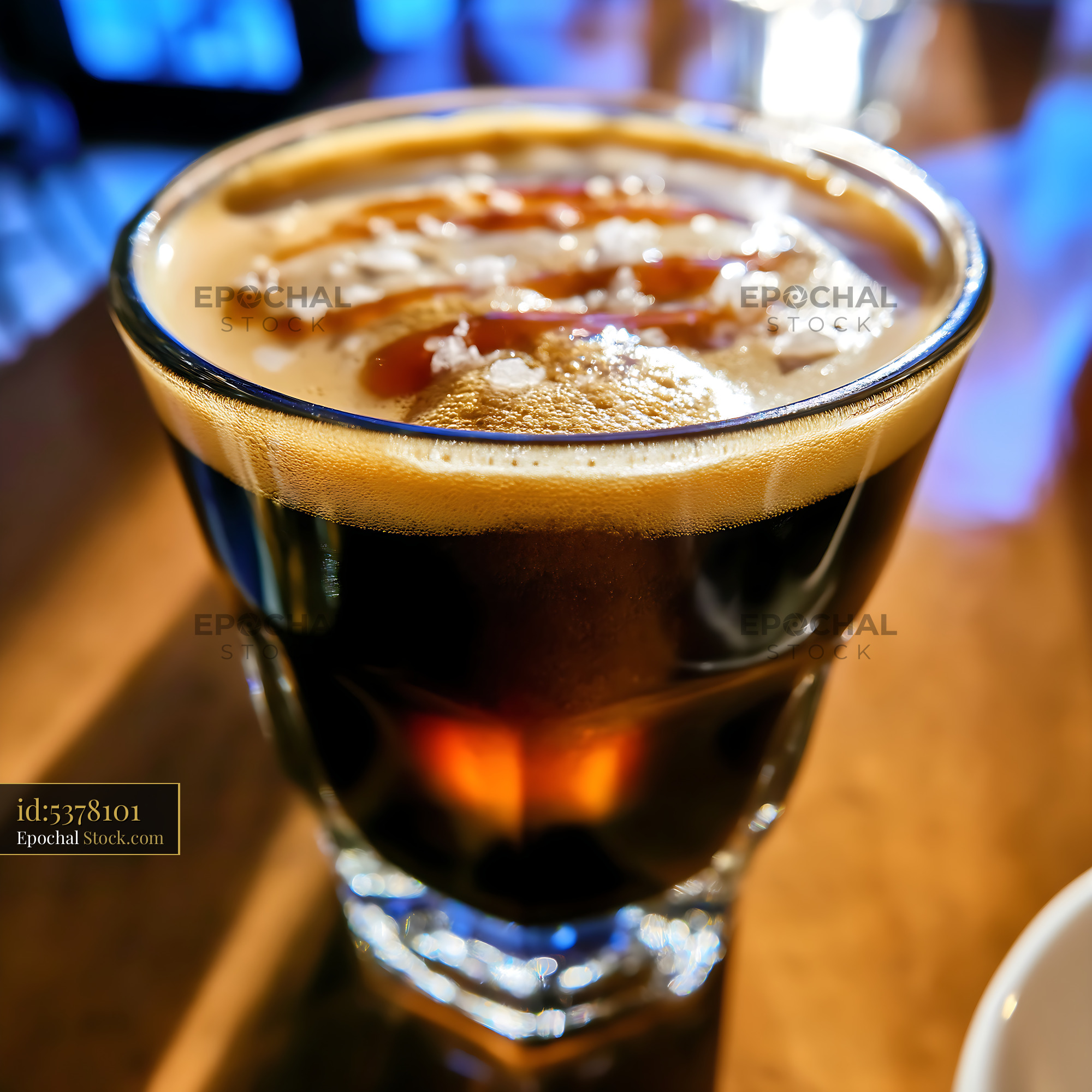 Nitro Caramel Coffee with Caramel Drizzle - stock photo