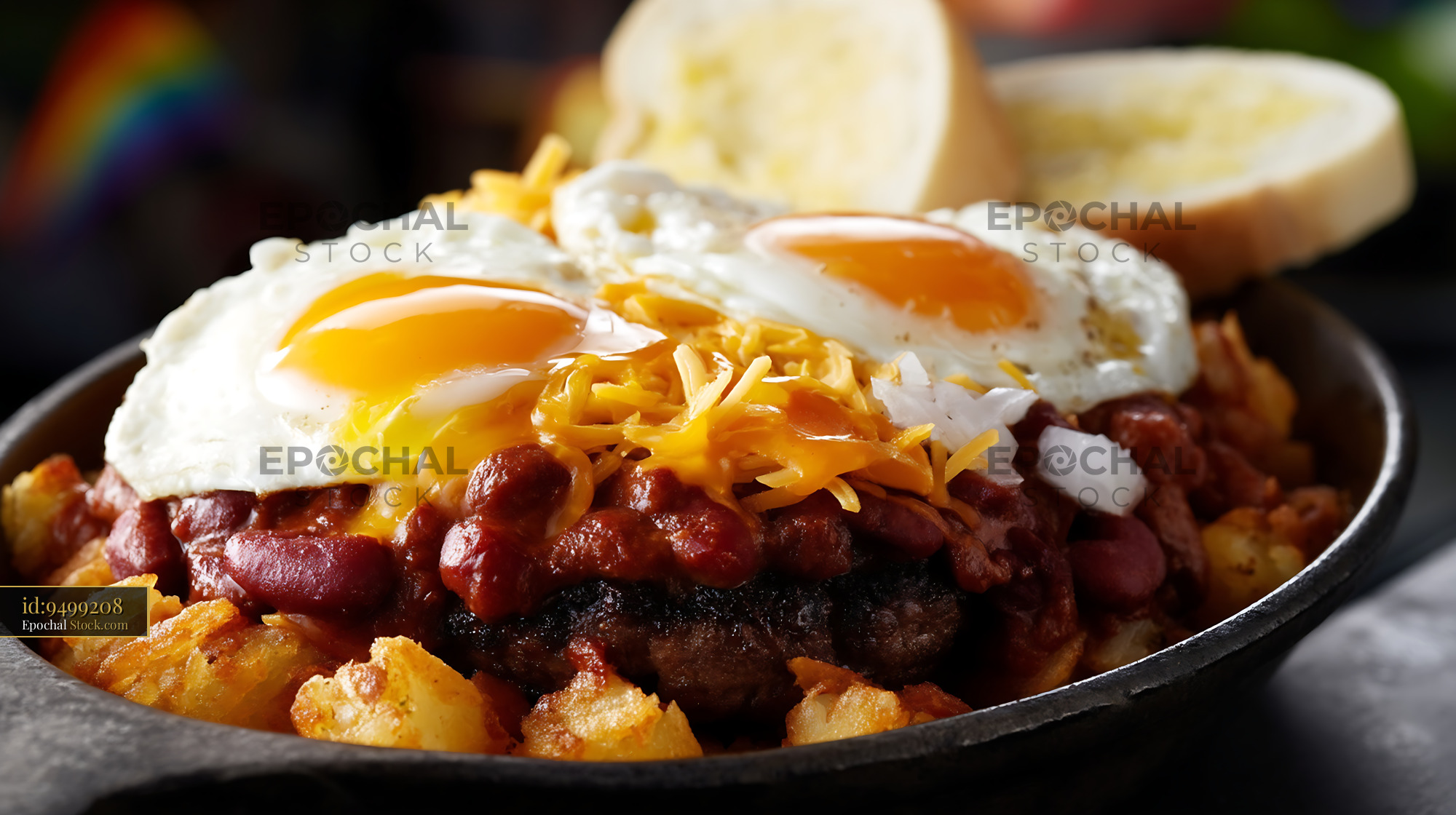 St. Louis Slinger with Fried Eggs & Hash - stock photo