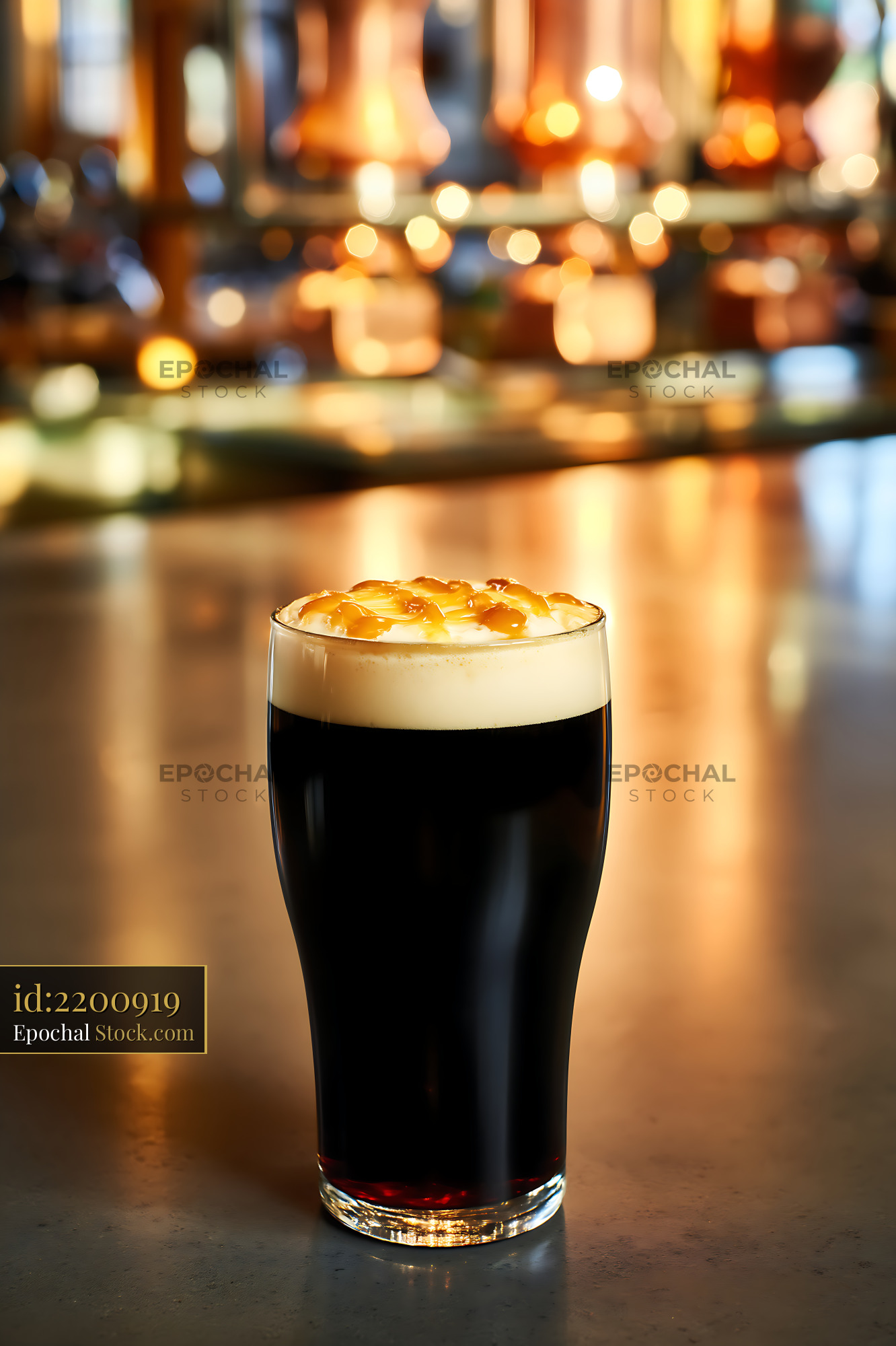 Nitro Caramel Coffee with Creamy Foam - stock photo