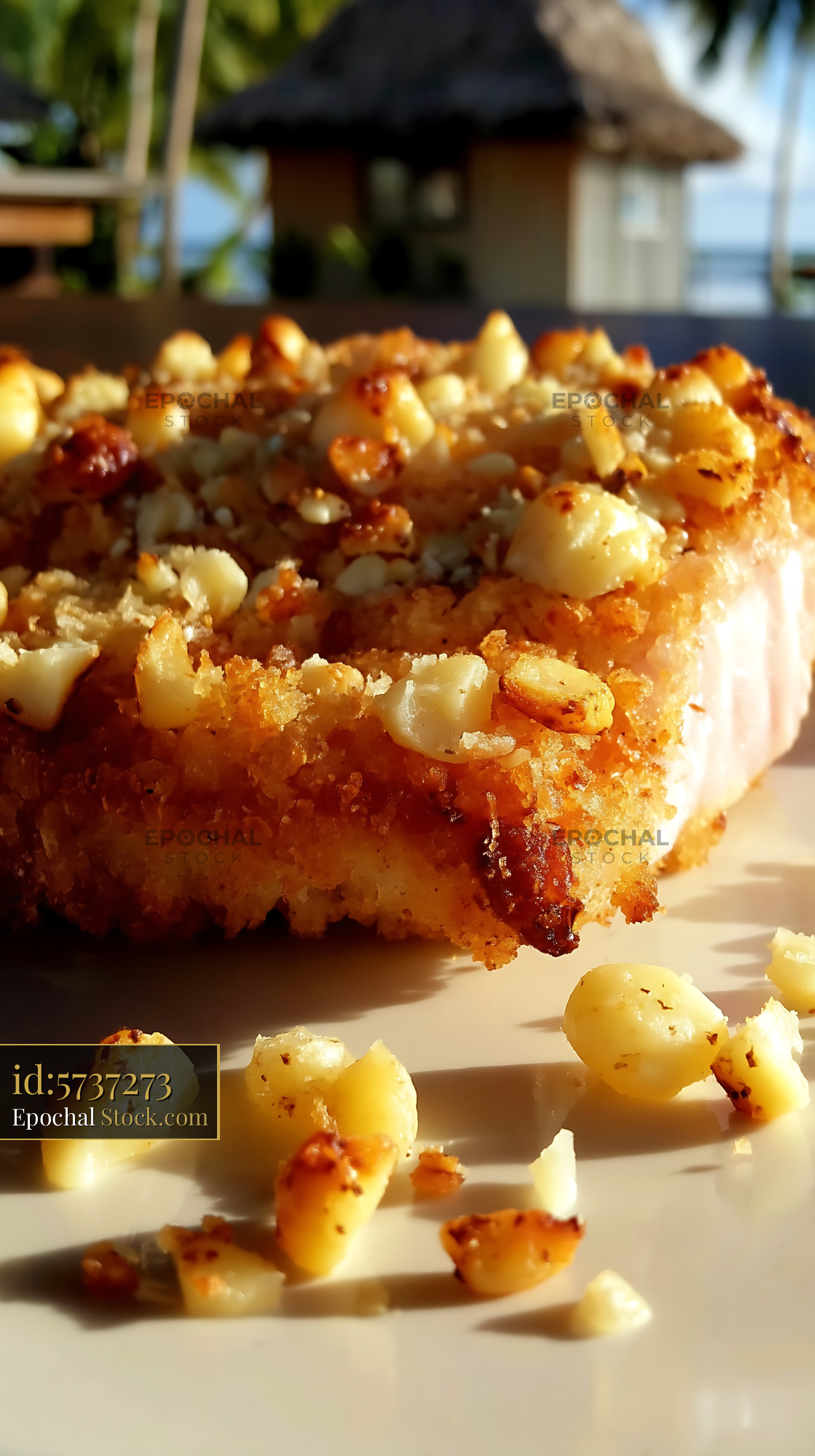 Coconut Macadamia Cake Tropical Beach Resort - stock photo