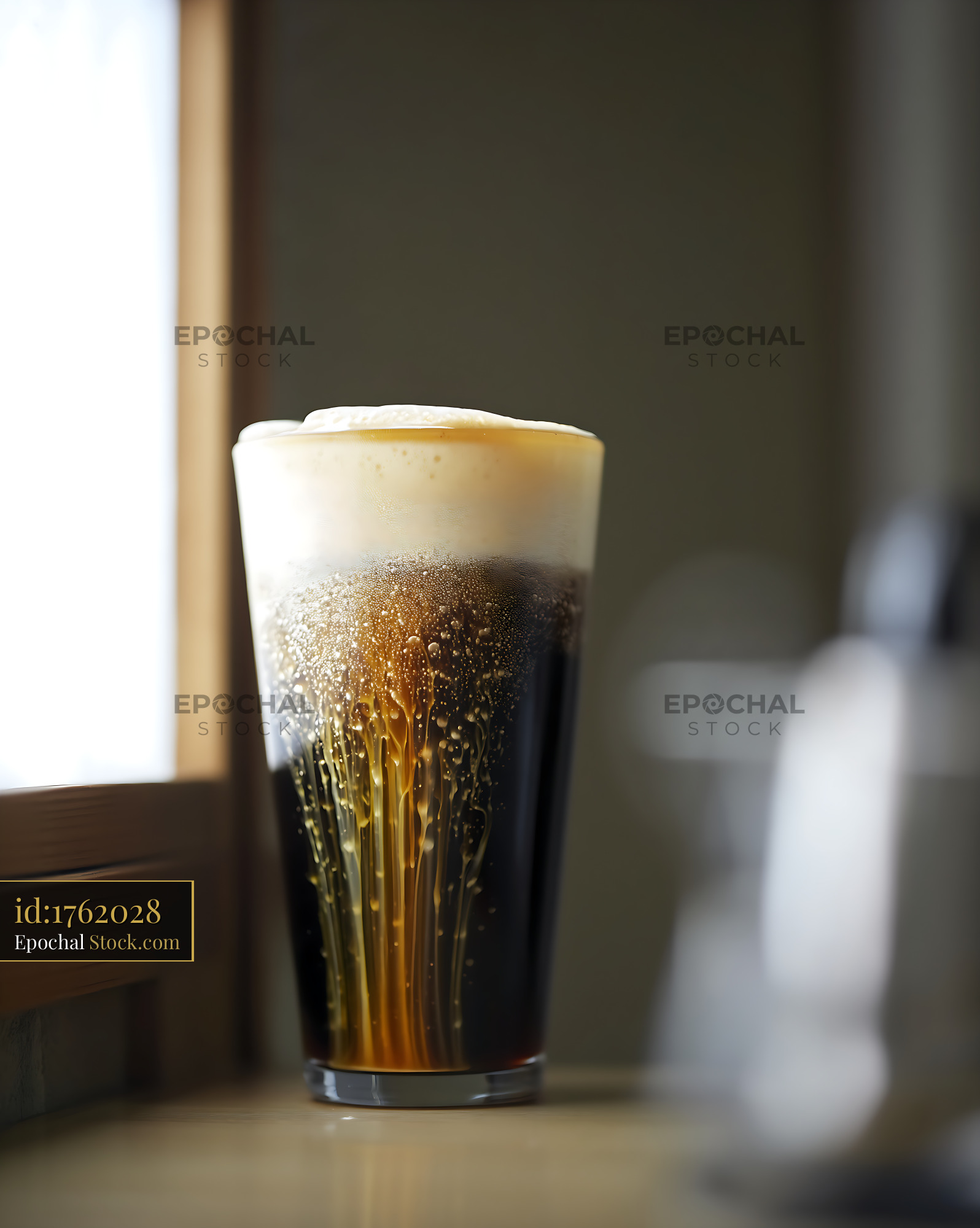 Nitro Caramel Coffee with Creamy Foam Head - stock photo