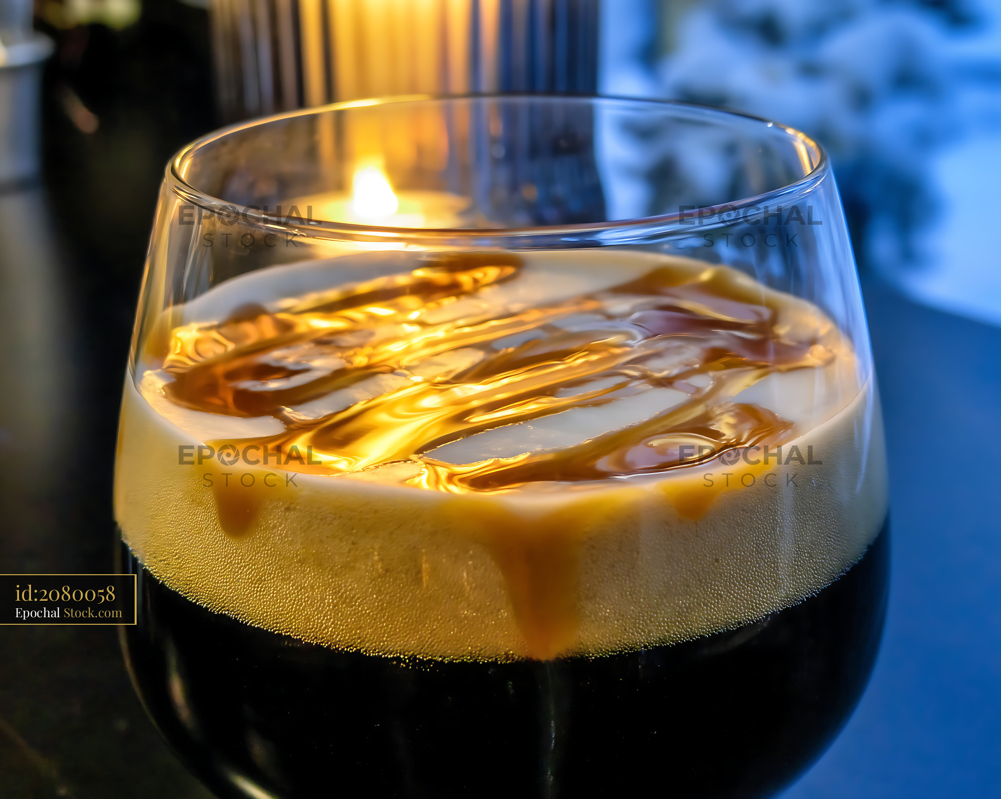 Nitro Caramel Coffee with Creamy Foam - stock photo