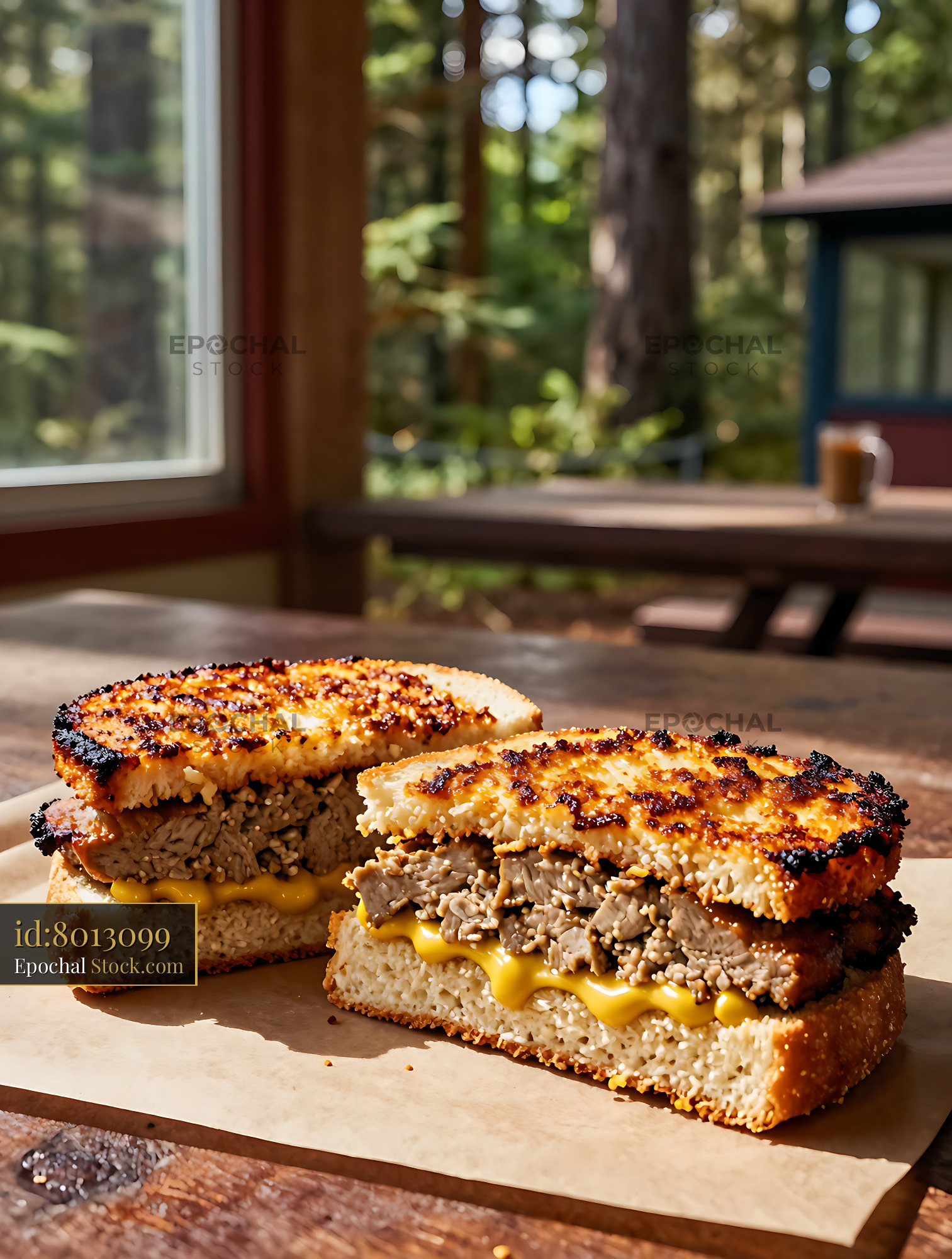 Livermush Sandwich with Melted Cheese - stock photo