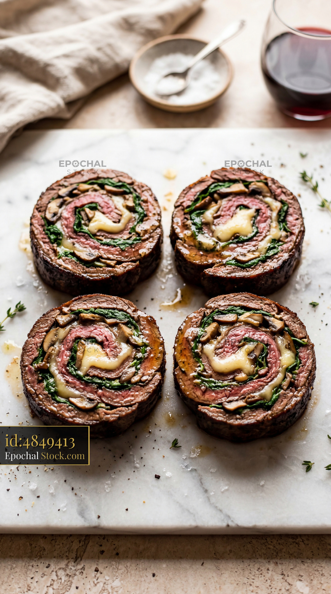 Beef Roulade with Spinach and Mushroom - stock photo