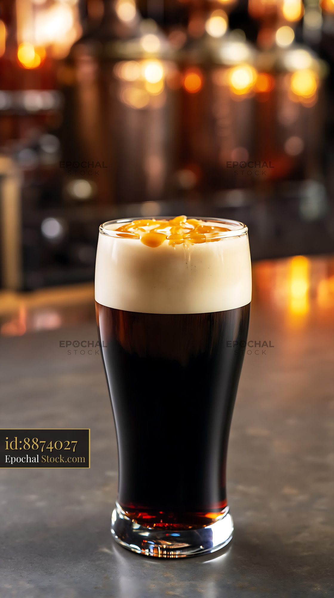Nitro Caramel Coffee at Upscale Bar - stock photo