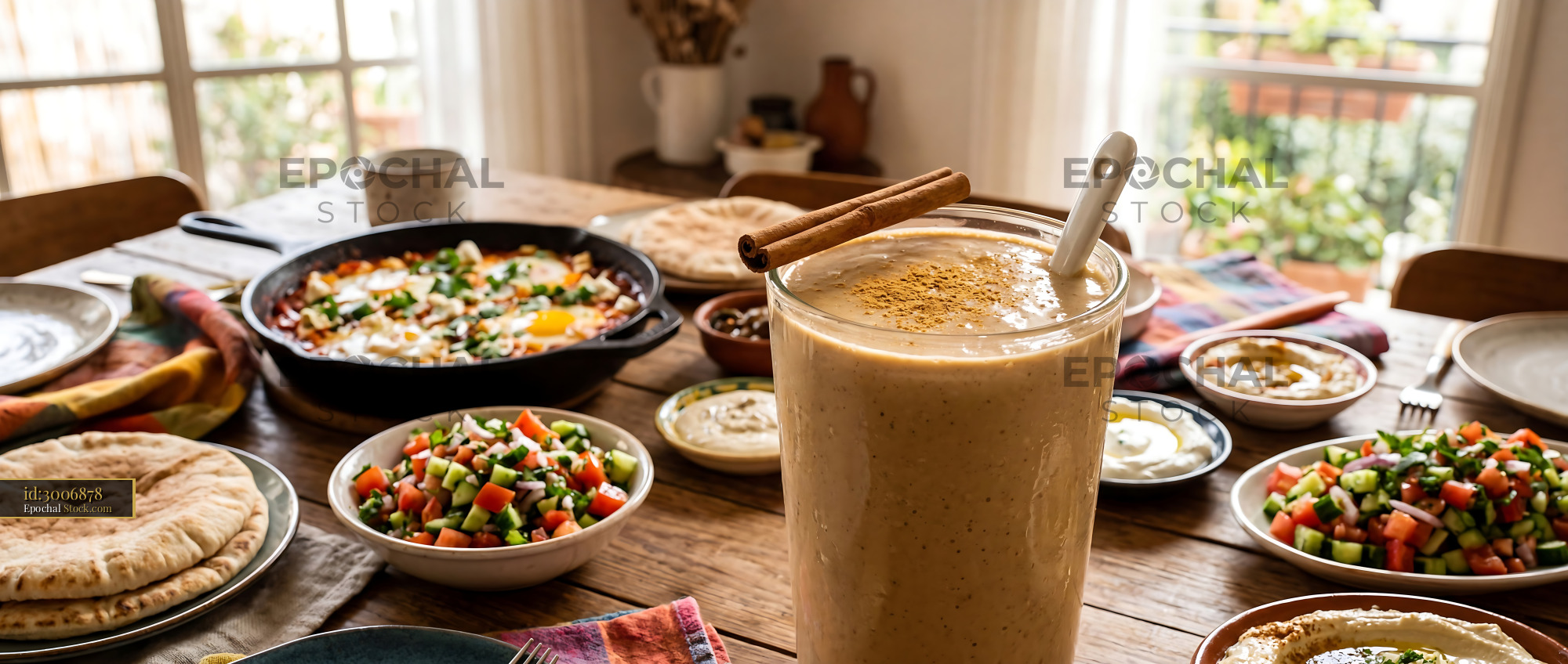 Tahini Date Shake with Cinnamon - stock photo