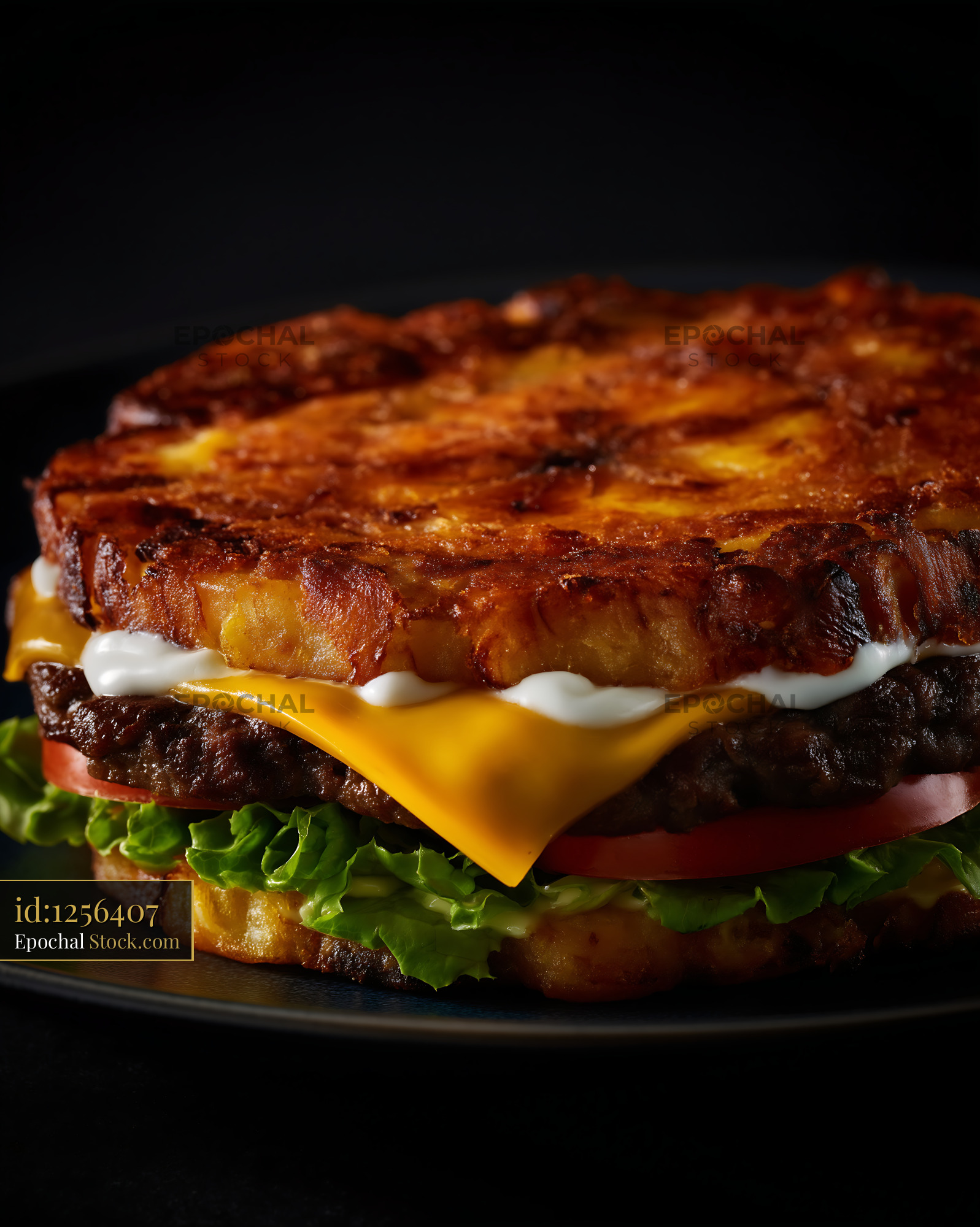 Gourmet Toasted Sandwich with Melted Cheese - stock photo