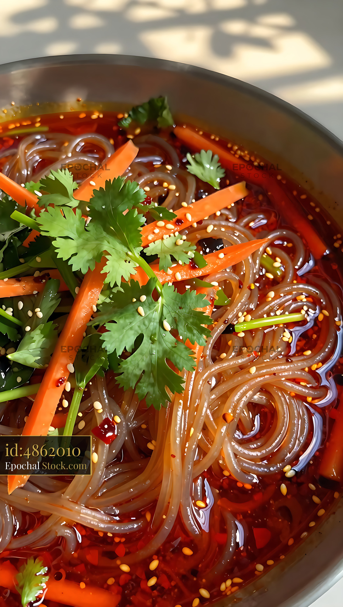 Sichuan Glass Noodle Salad with Cilantro - stock photo