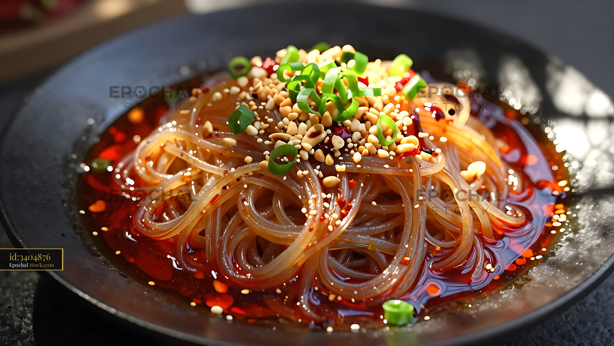 Sichuan Glass Noodle Salad with Sesame Garnish - stock photo