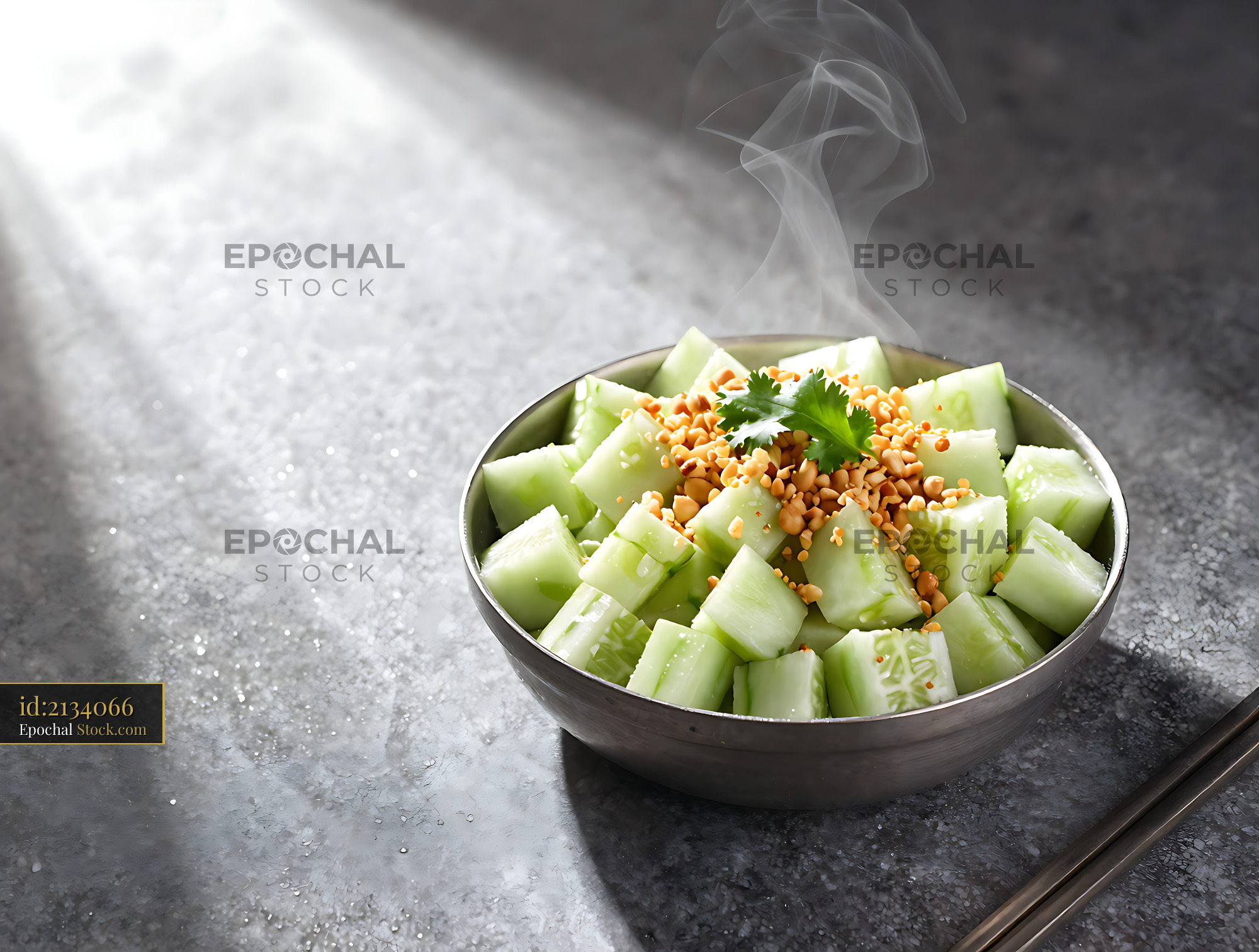 Kakdi Koshimbir Cucumber Salad With Mustard Seeds - stock photo