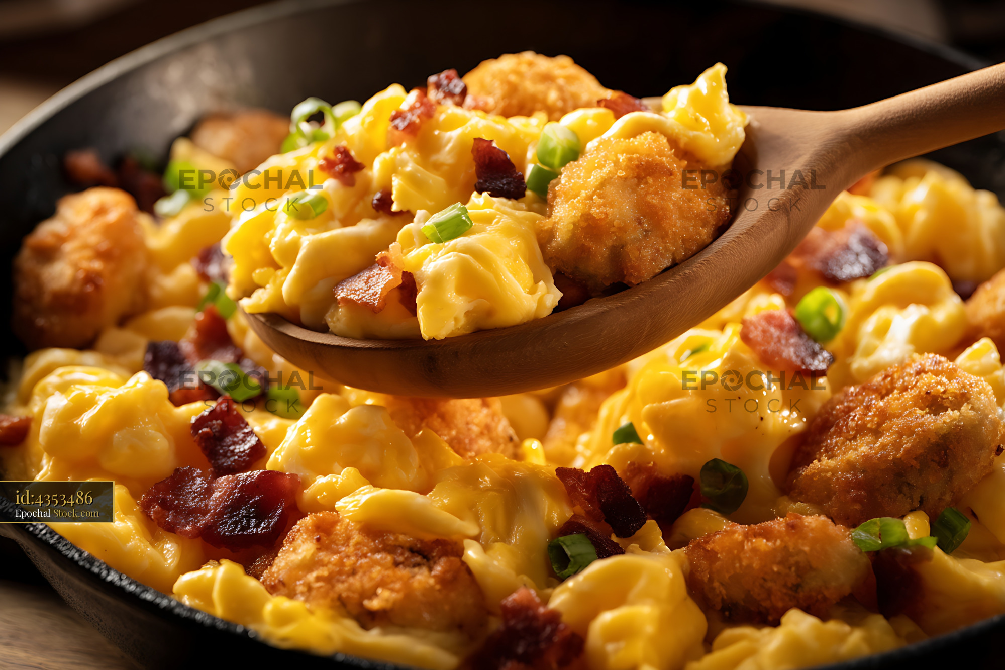 Creamy Mac and Cheese with Crispy Fried Shrimp - stock photo