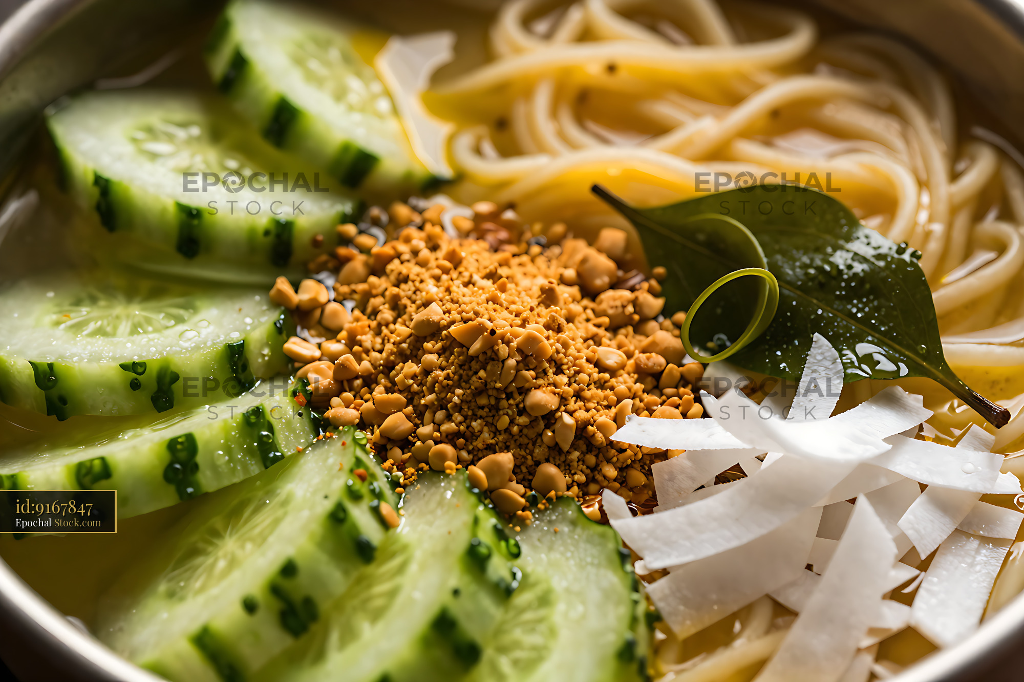 Kakdi Koshimbir Bowl with Noodles and Peanuts - stock photo