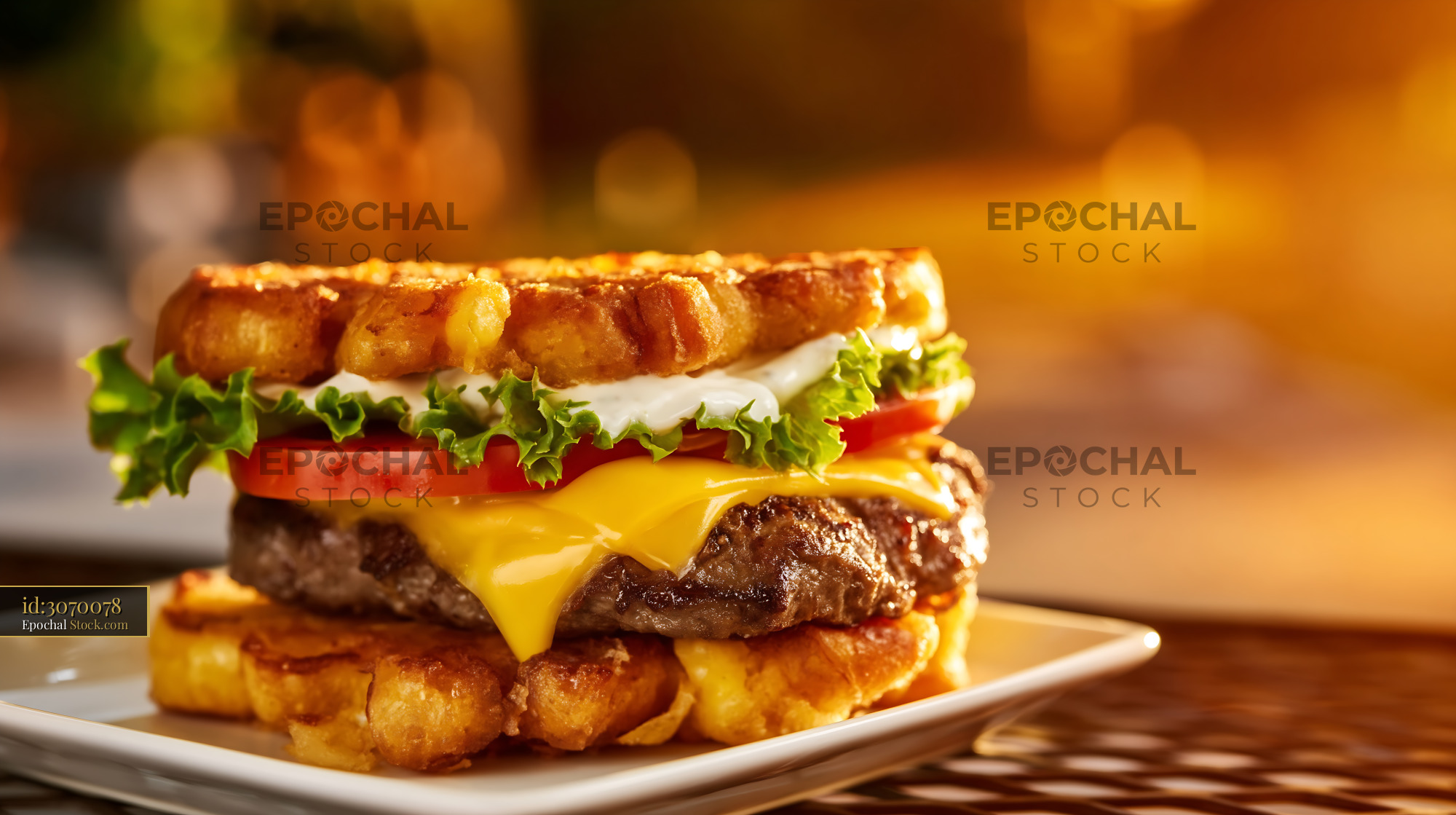 Gourmet Cheeseburger on Brioche Bun - stock photo