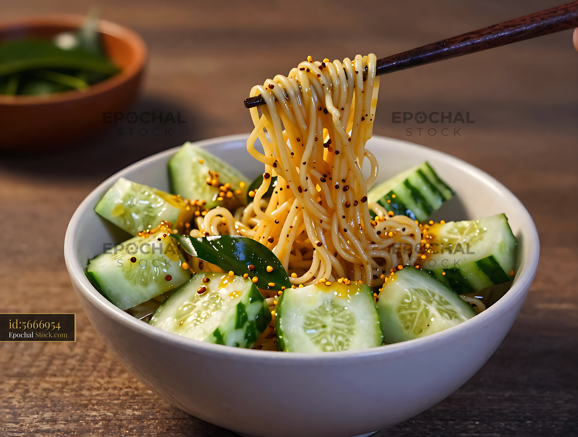 Kakdi Koshimbir Noodle Fusion with Sesame - stock photo