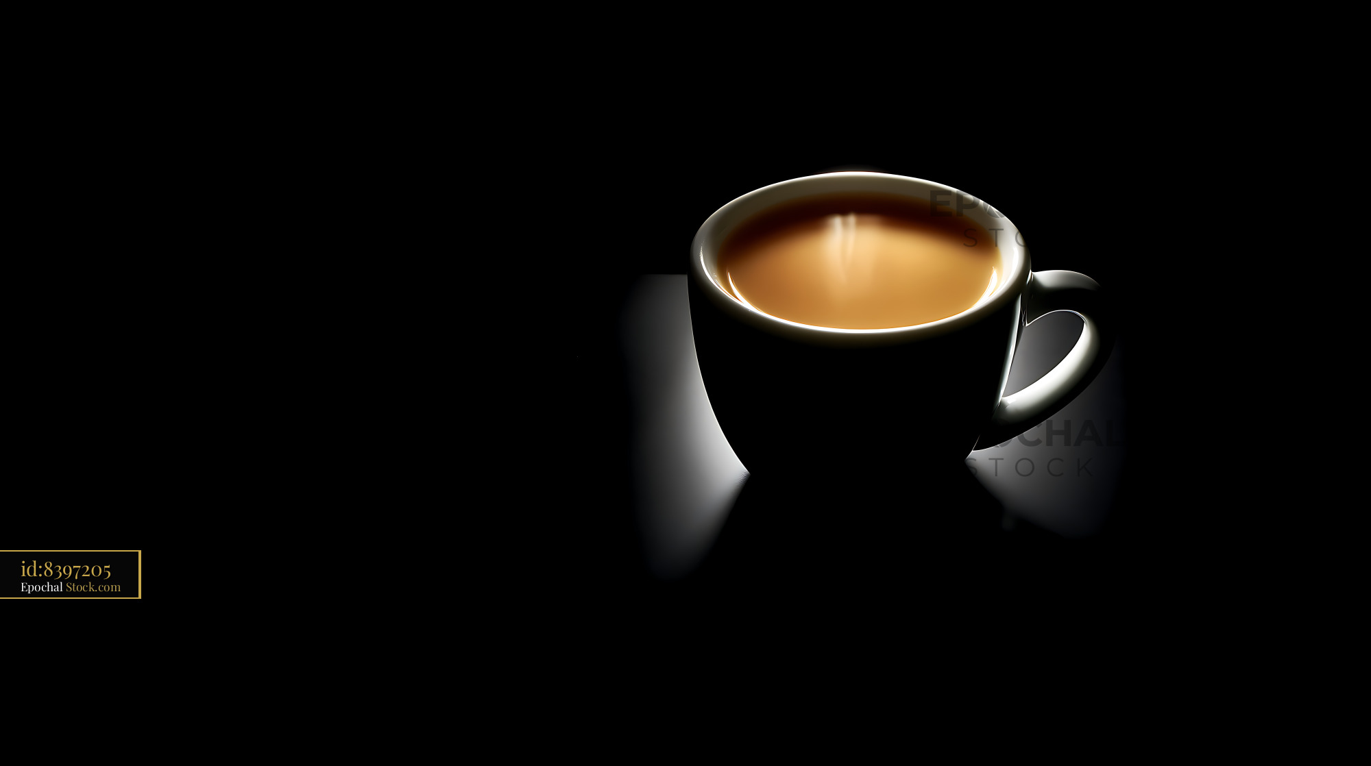 Black Coffee Mug, Dark Minimalist Photography - stock photo
