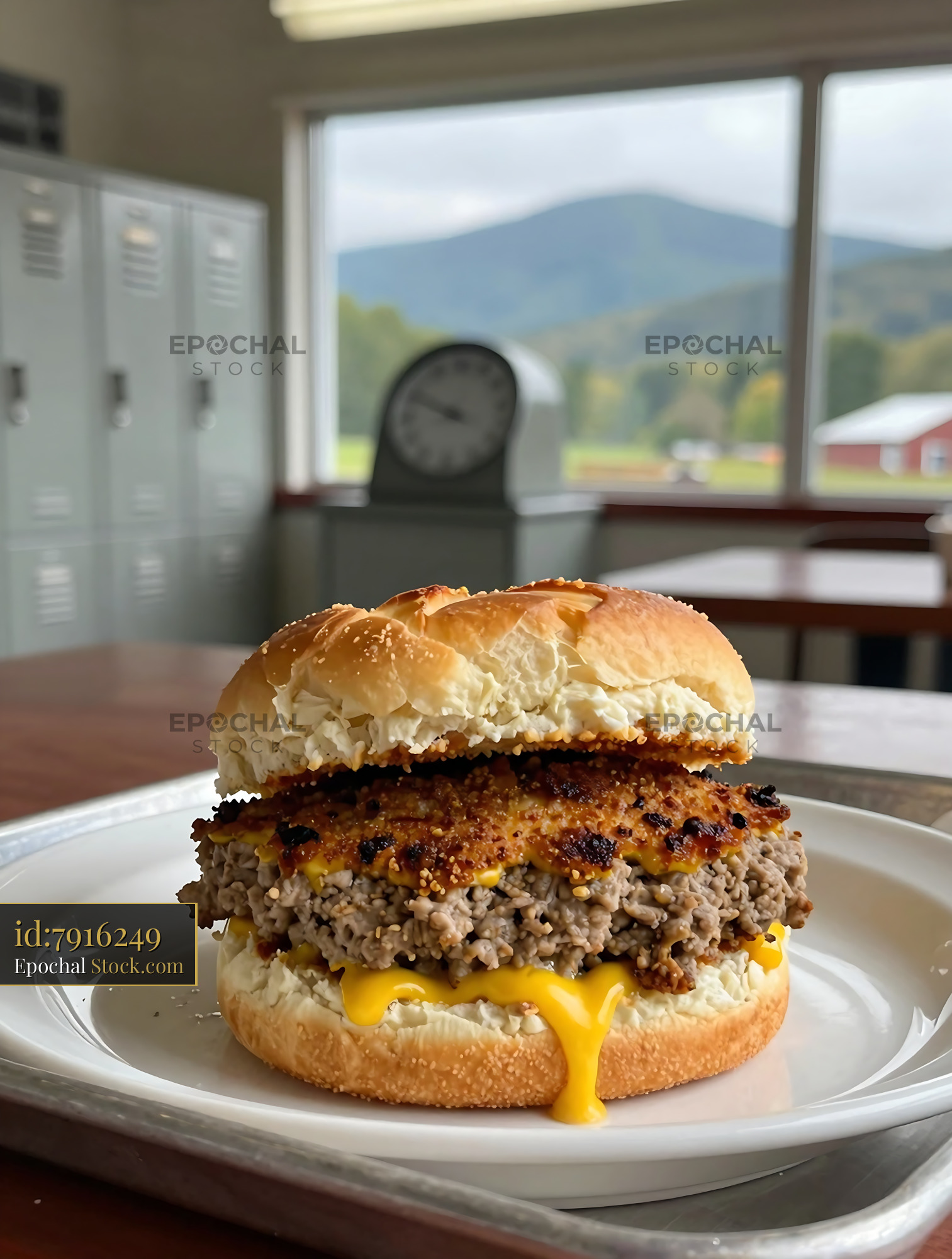 Livermush Sandwich with Melted Cheese and Mountain View - stock photo