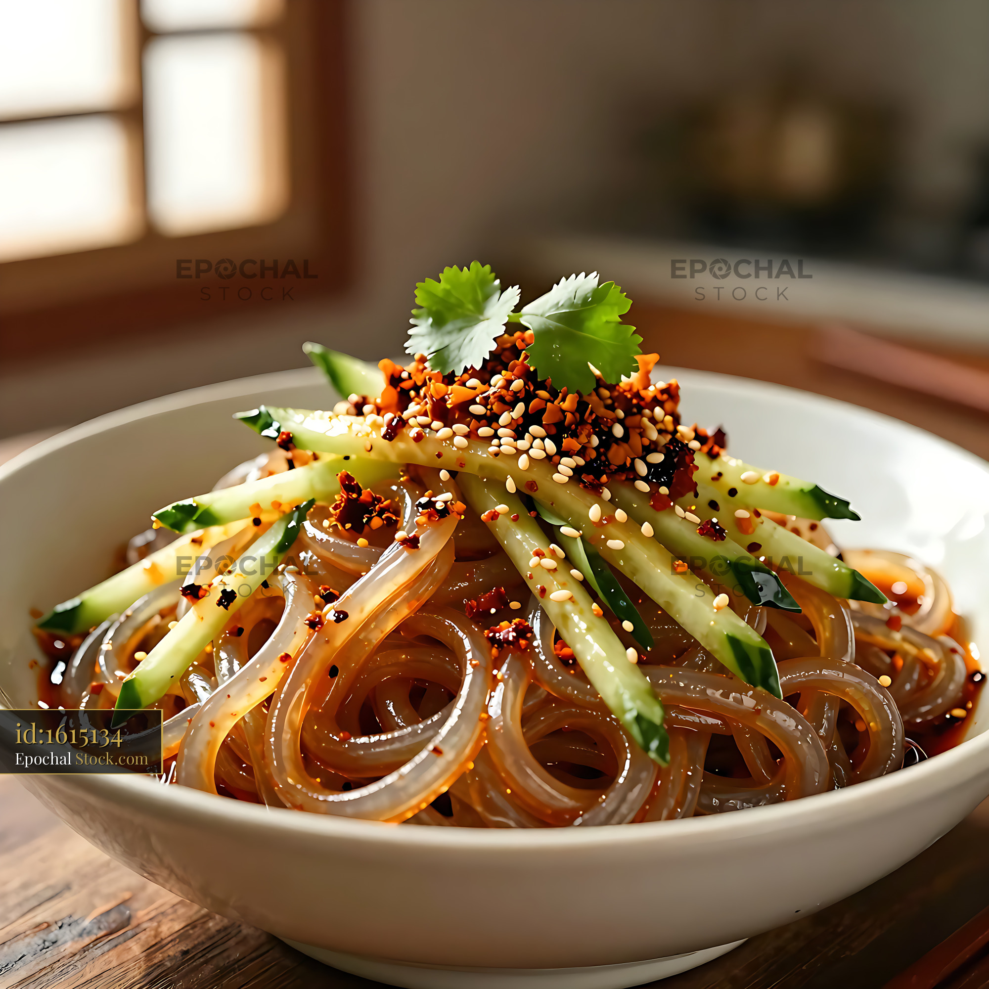 Sichuan Glass Noodle Salad, Sesame Spice - stock photo
