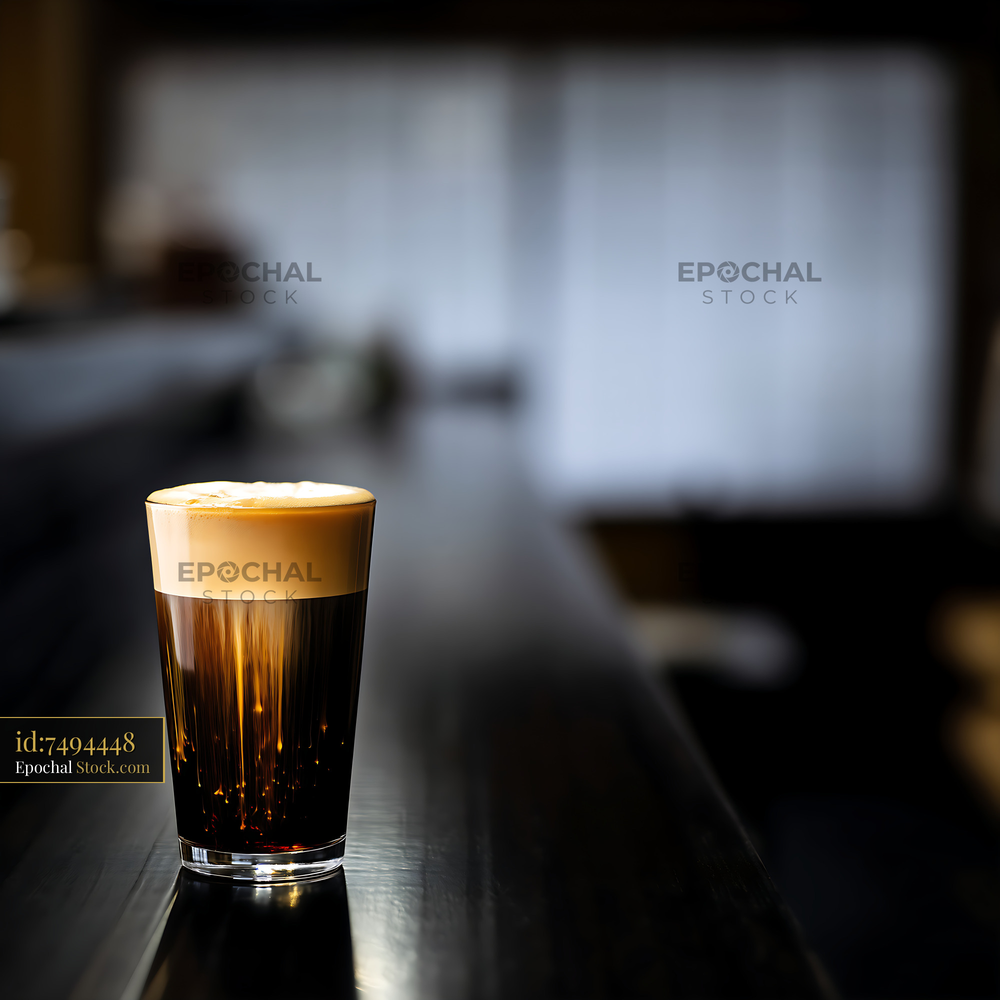 Nitro Caramel Cold Brew Coffee with Foam - stock photo