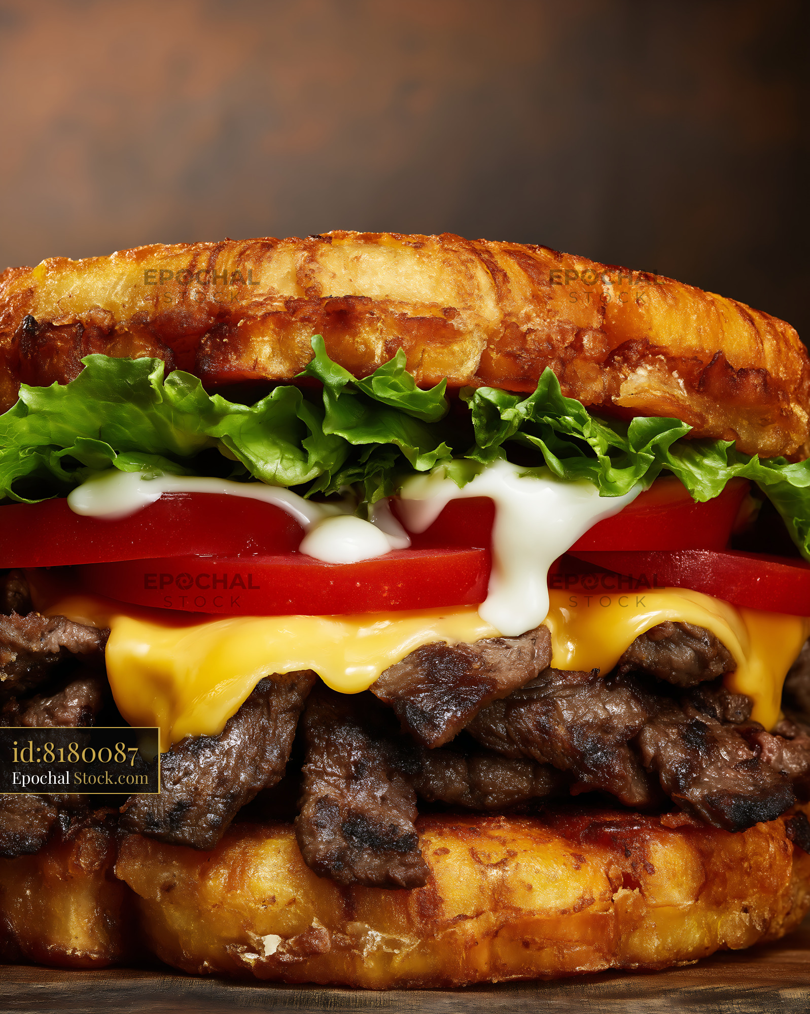 Gourmet Double Cheeseburger with Fresh Toppings - stock photo