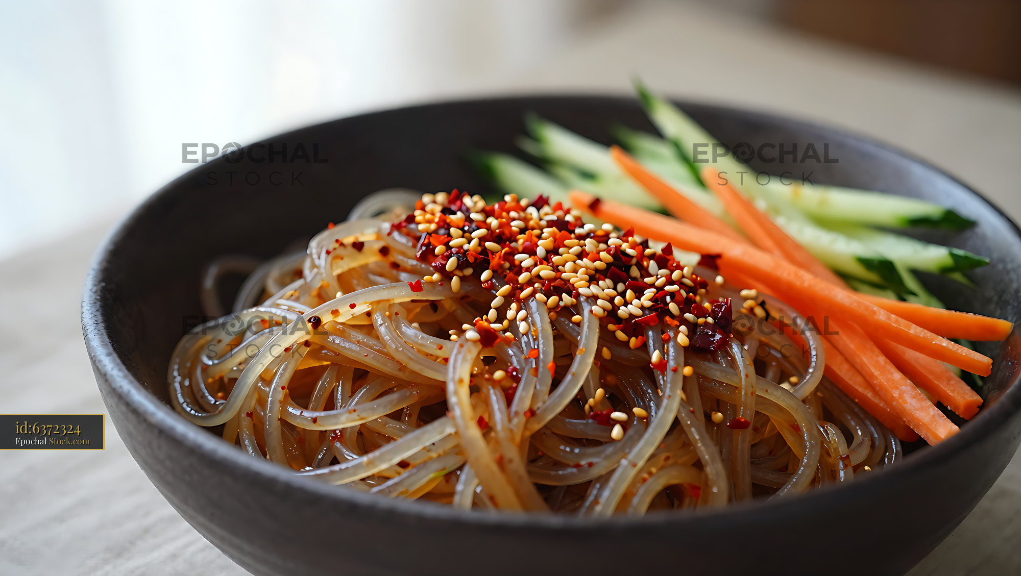 Sichuan Glass Noodle Salad with Sesame Seeds - stock photo