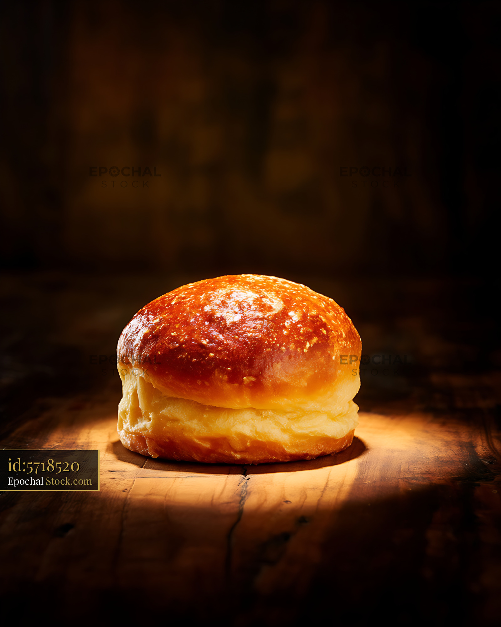 Bierocks Pastry Roll on Rustic Wood with Golden Studio Lighting - stock photo