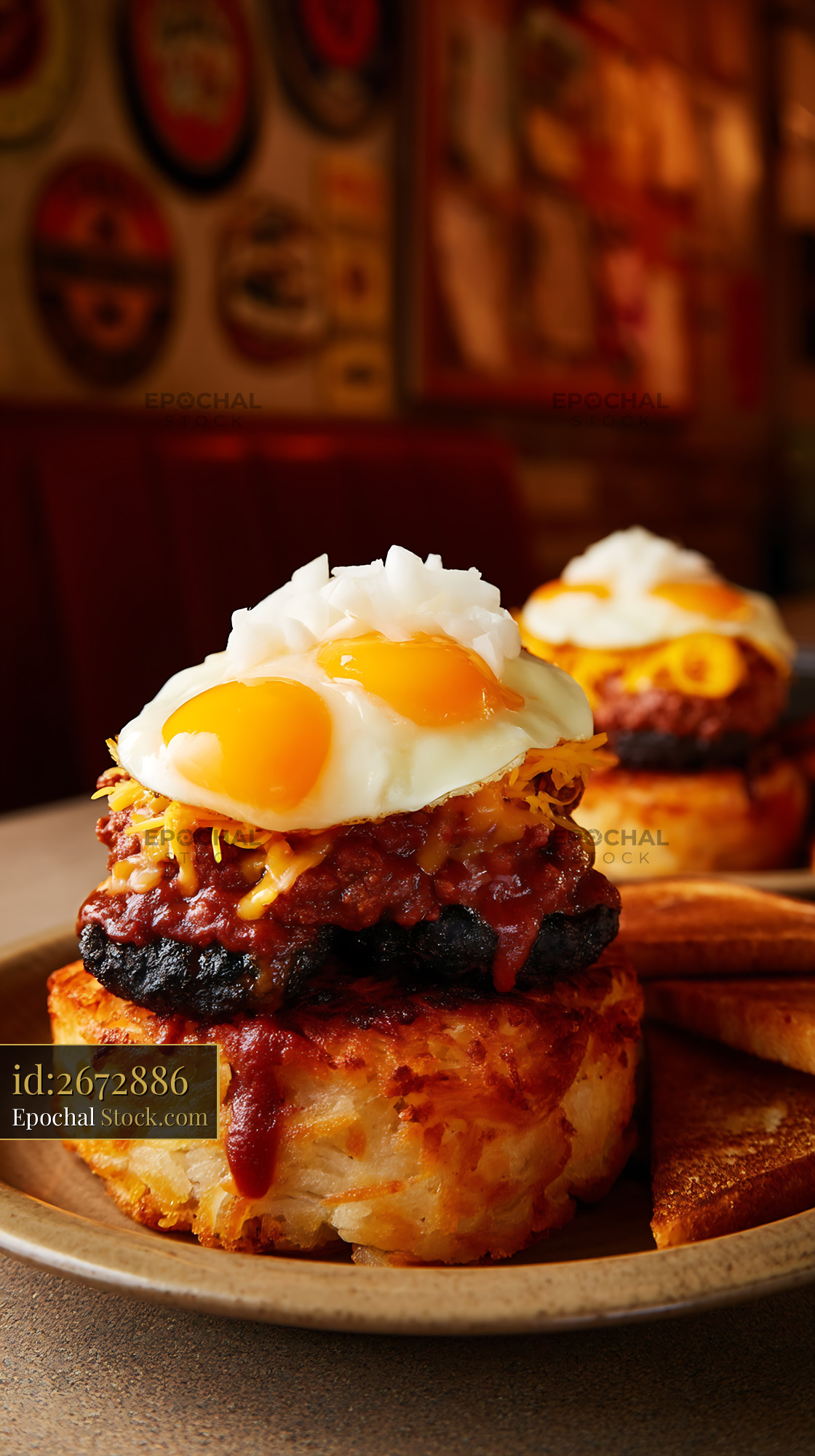 St. Louis Slinger: Gourmet Hash Brown Egg Stack - stock photo