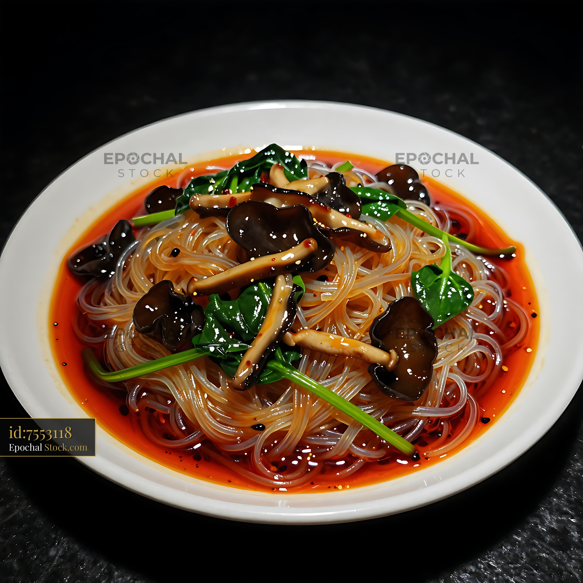 Sichuan Glass Noodle Salad with Mushrooms - stock photo