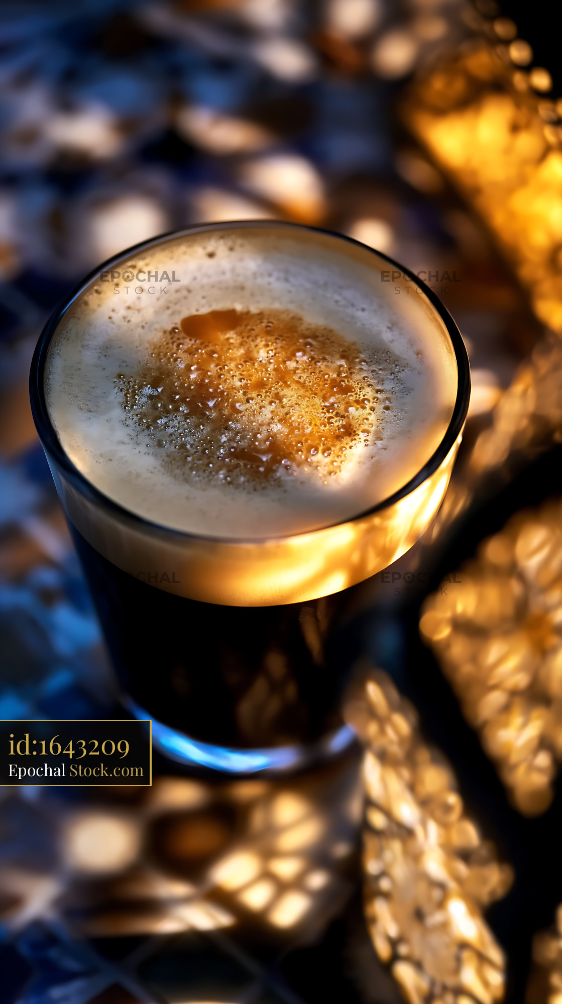 Nitro Caramel Coffee with Cinnamon Foam - stock photo