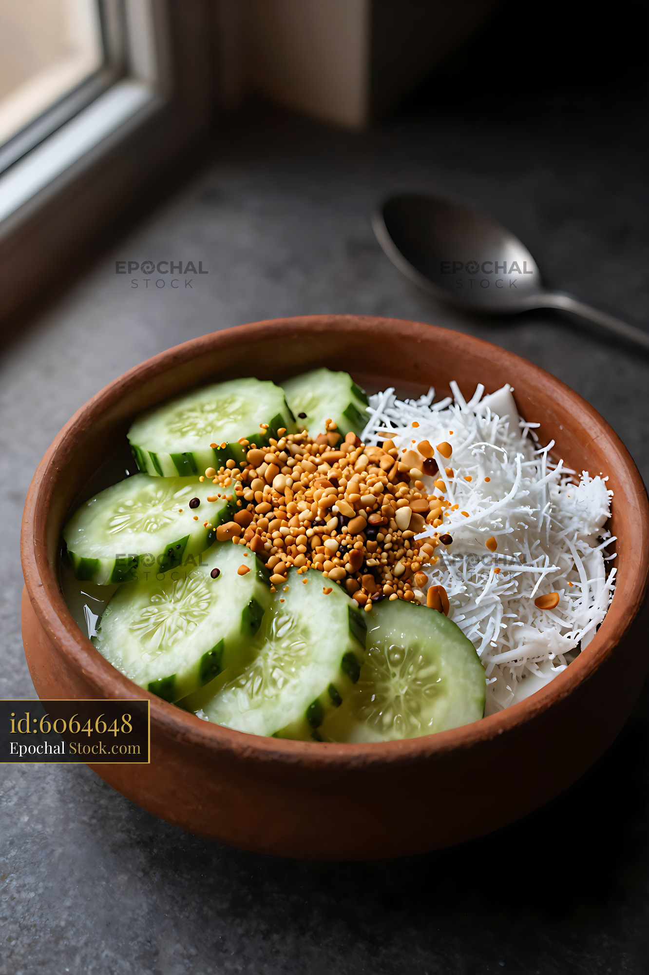 Kakdi Koshimbir: Traditional Cucumber Salad Bowl - stock photo