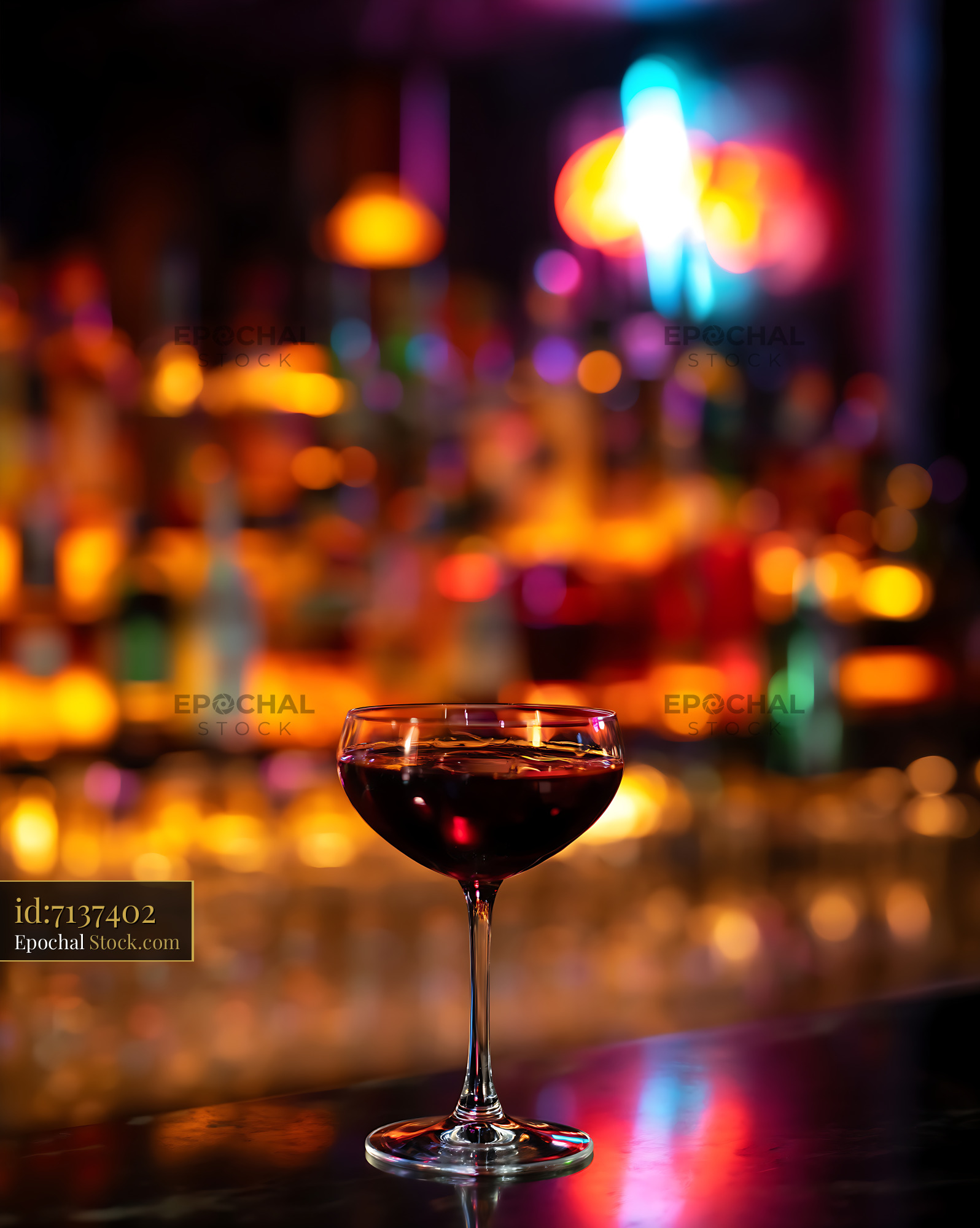 Bushwick Cocktail Under Neon Bar Lights - stock photo