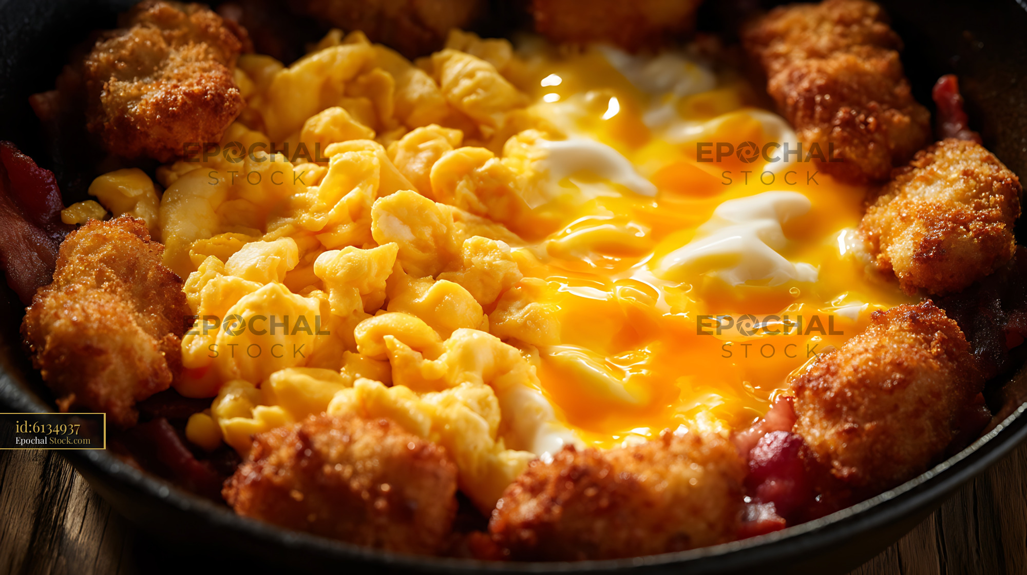Crispy Fried Chicken Mac and Cheese Skillet - stock photo