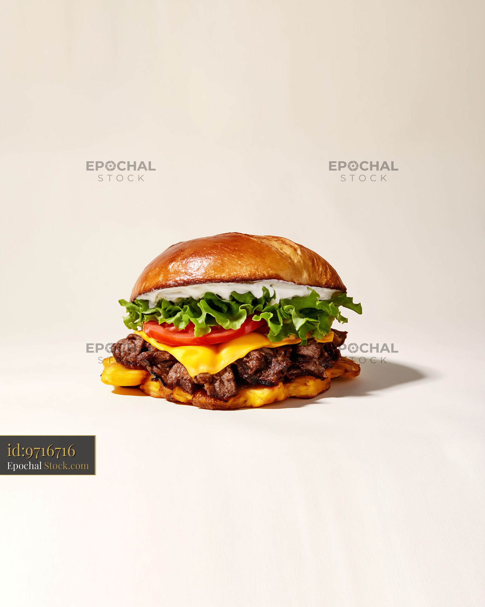 Luxury Burger with Crispy Hash Brown and Cheese - stock photo