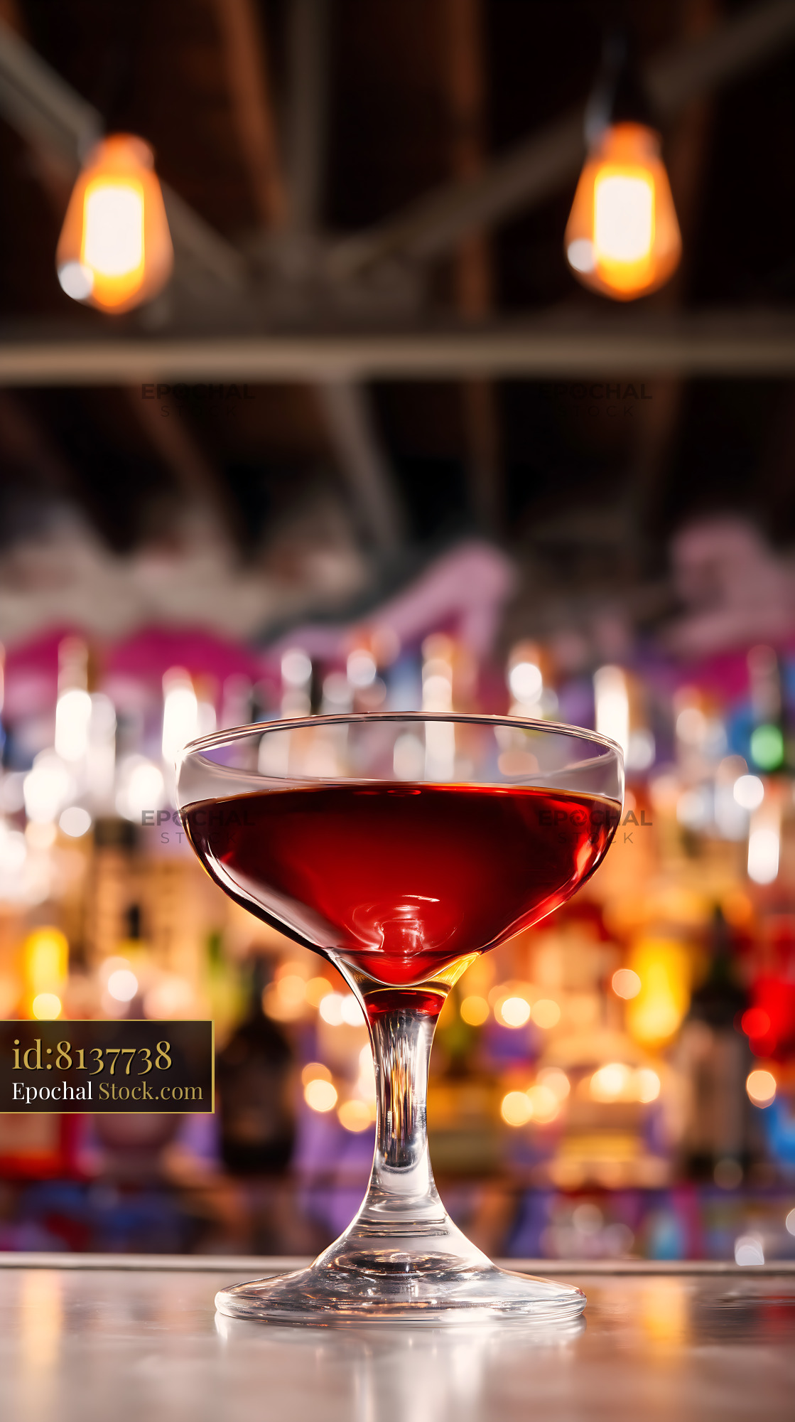 Bushwick Cocktail Served in Upscale Bar - stock photo