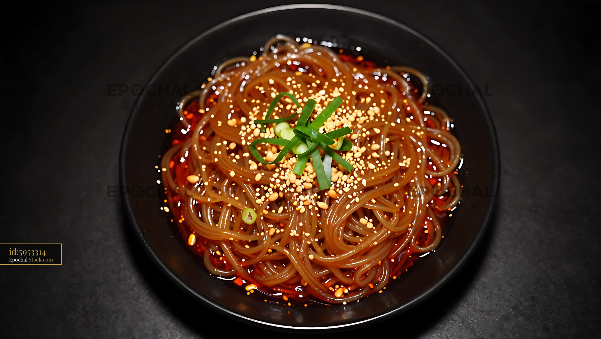 Sichuan Glass Noodle Salad With Sesame Seeds - stock photo