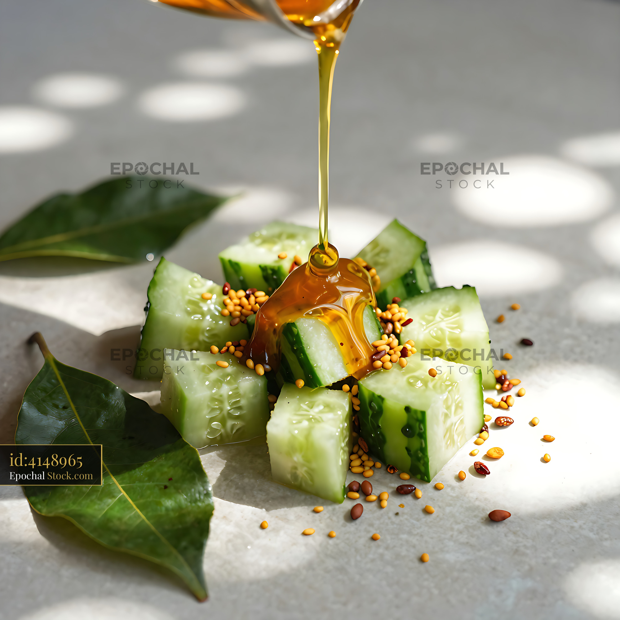 Kakdi Koshimbir with Drizzled Oil and Mustard - stock photo