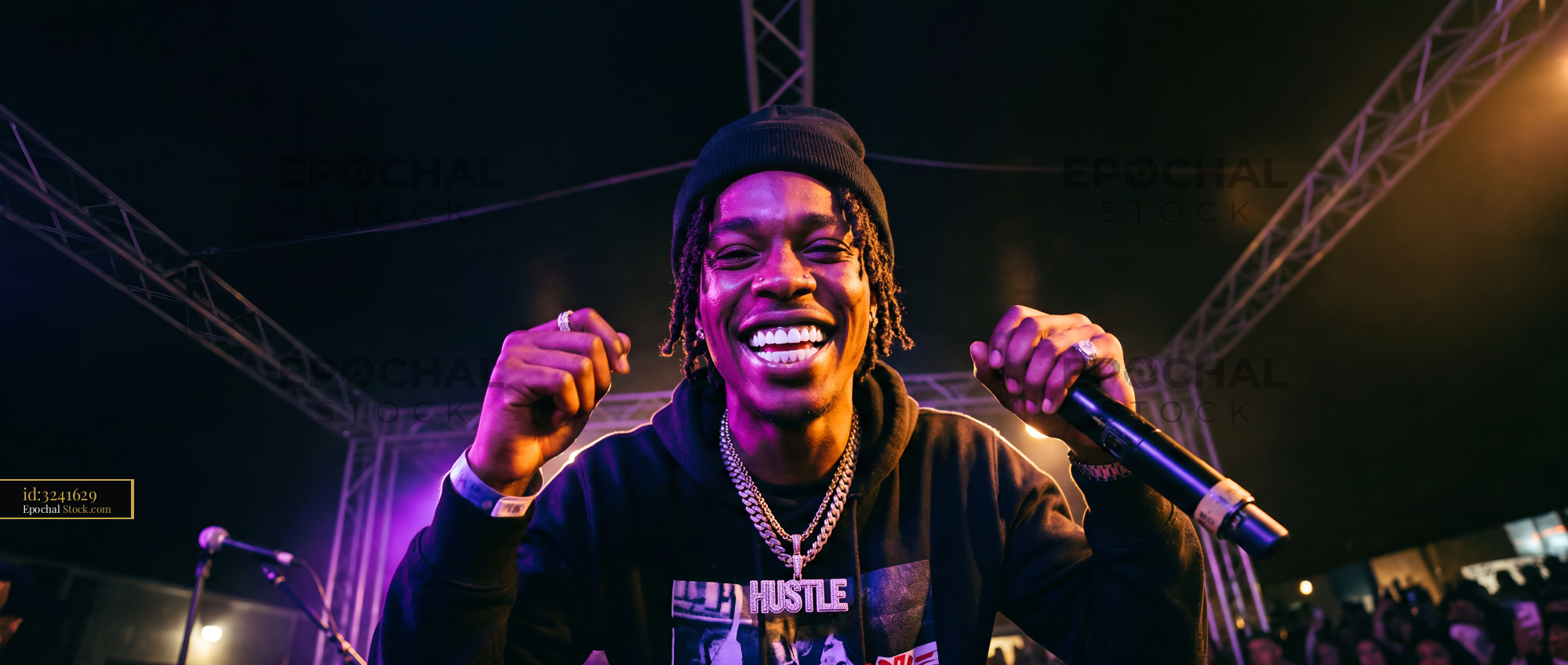 Music artist performs on stage during live concert event Premium Stock Image