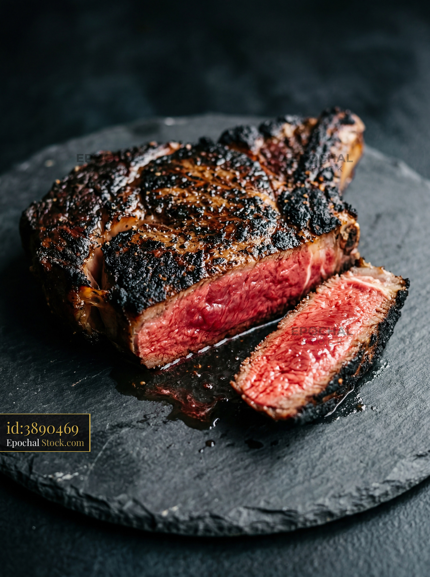 Premium Medium-Rare Steak with Charred Crust - stock photo