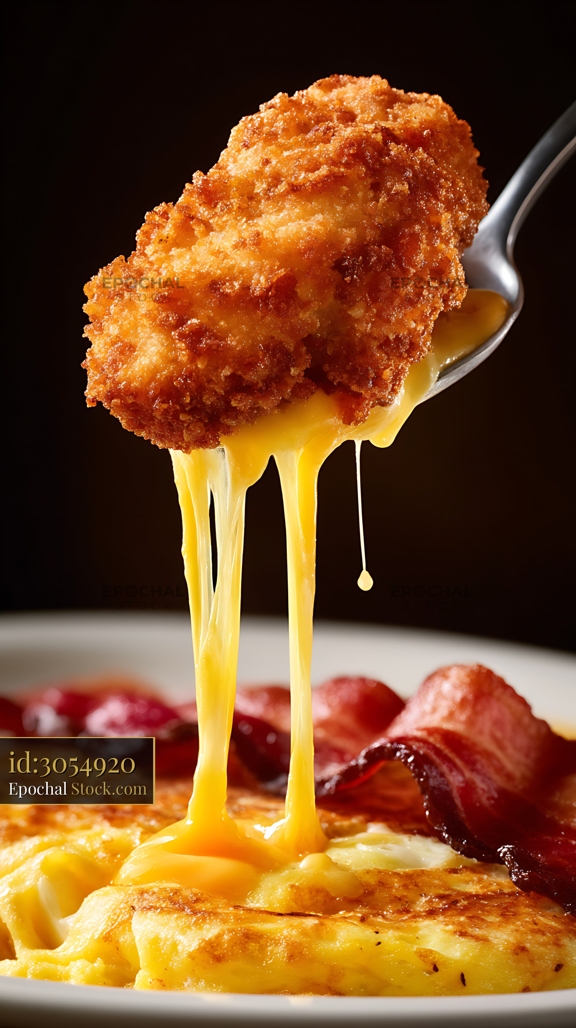 Crispy Fried Chicken Nugget Dripping Melted Cheese - stock photo