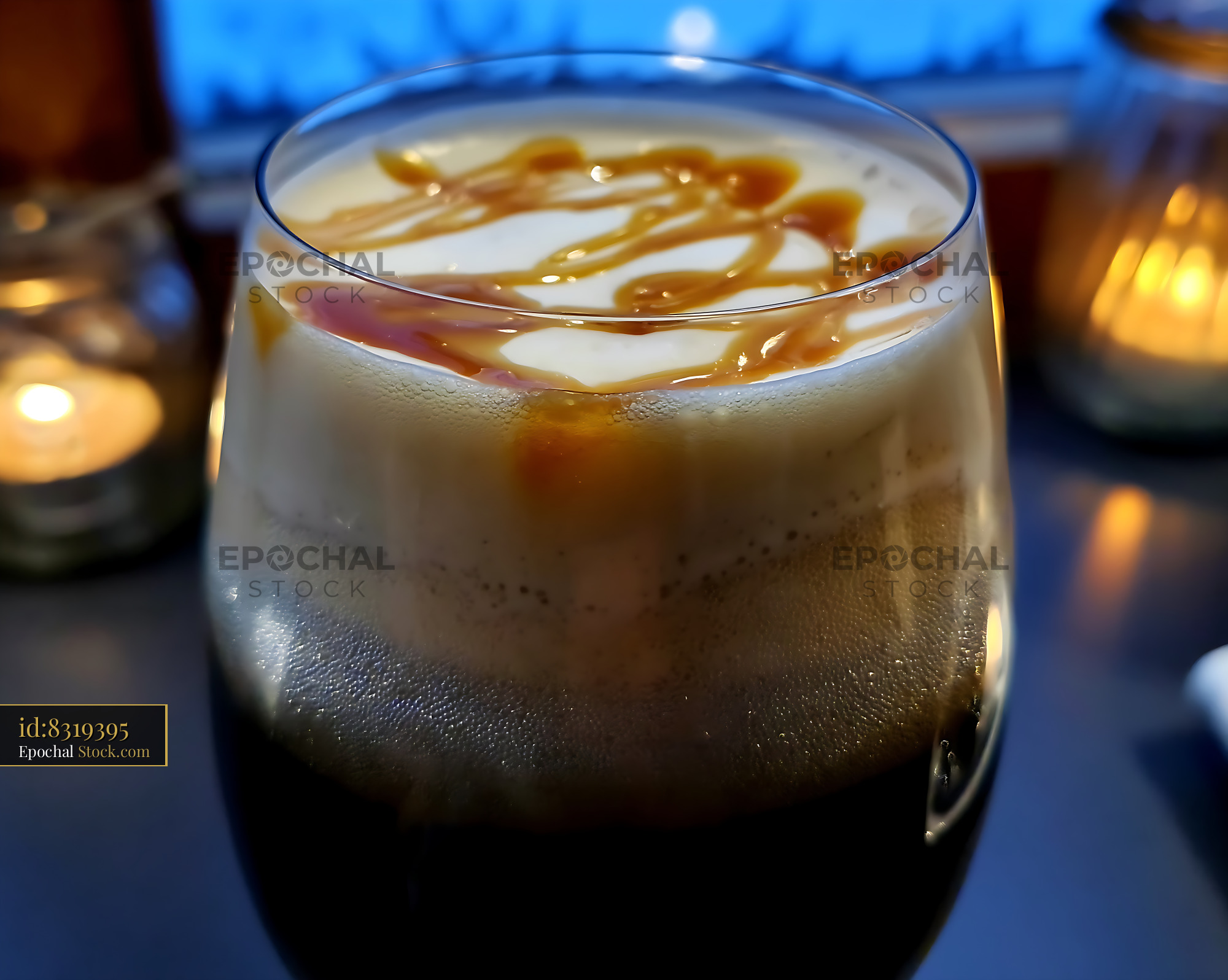 Nitro Caramel Coffee with Creamy Foam - stock photo