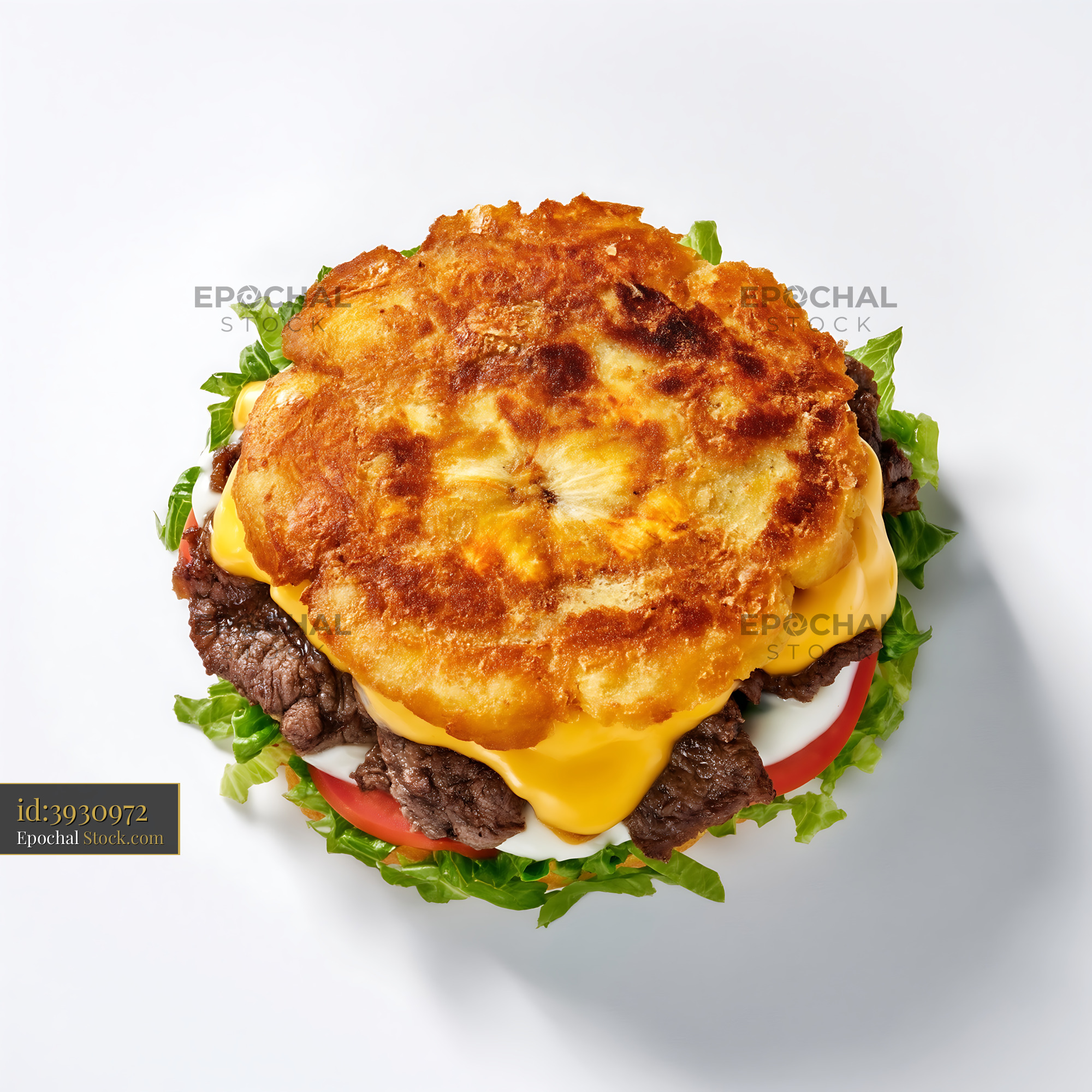 Gourmet Beef Cheeseburger on Golden Brioche - stock photo