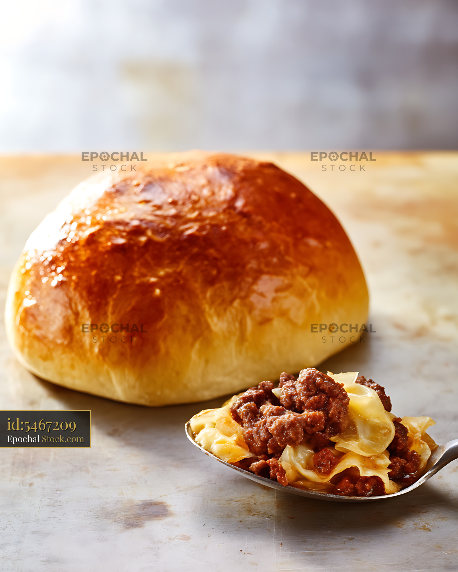 Steamed Bao Bun with Beef and Onion Filling - stock photo