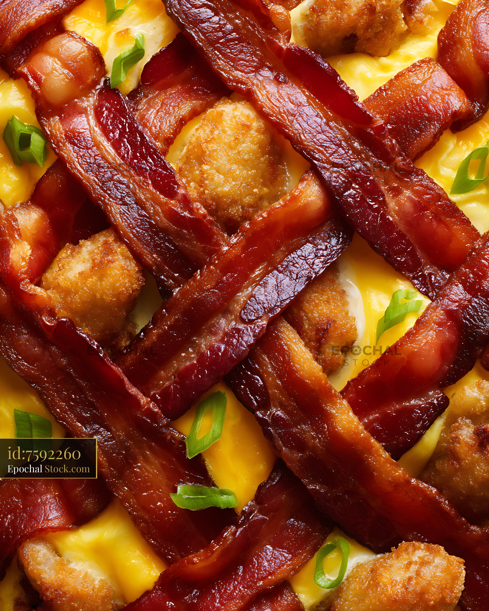Crispy Bacon and Egg Breakfast Plate - stock photo
