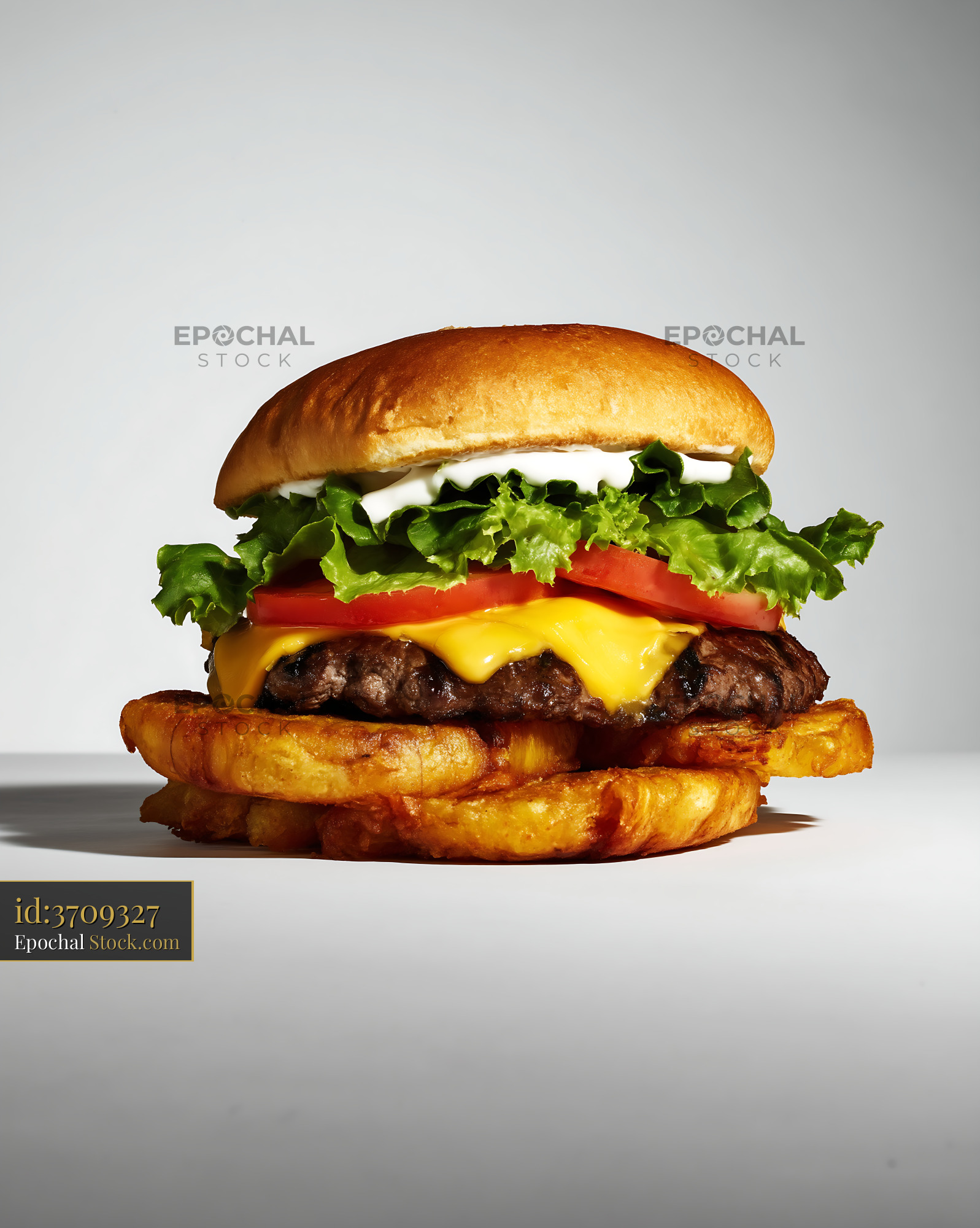 Gourmet Cheeseburger with Crispy Fries - stock photo