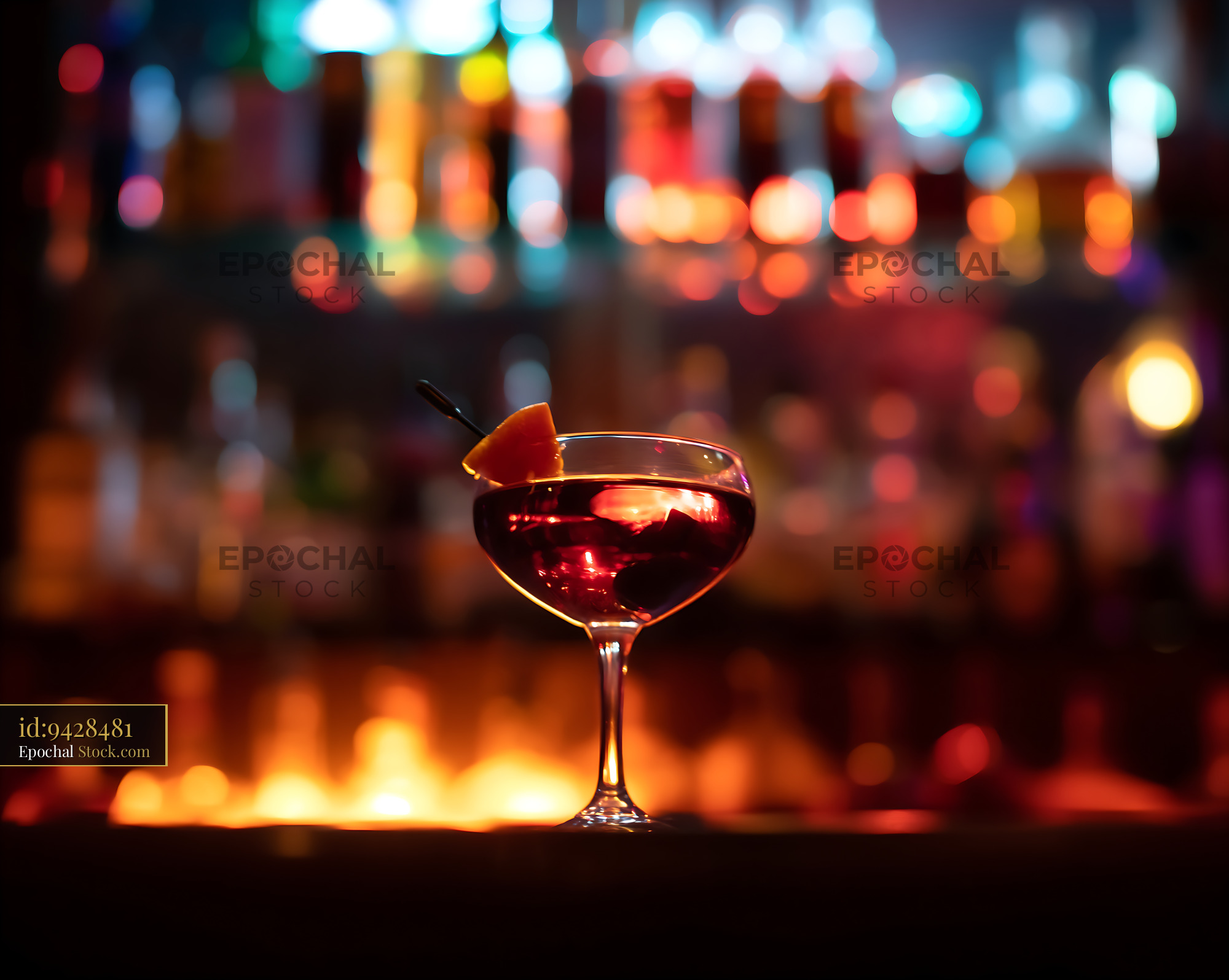 Bushwick Cocktail with Cherry at Urban Bar - stock photo