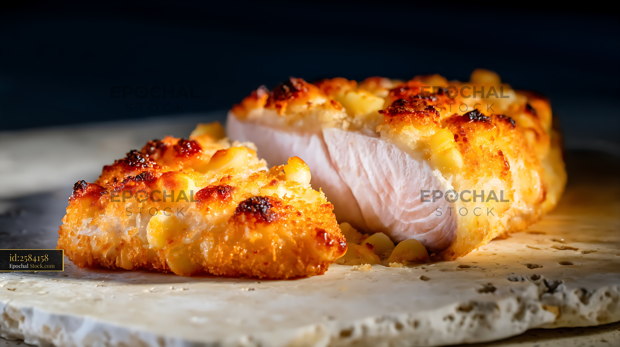 Pan-Seared Fish Fillets with Charred Corn Crust - stock photo